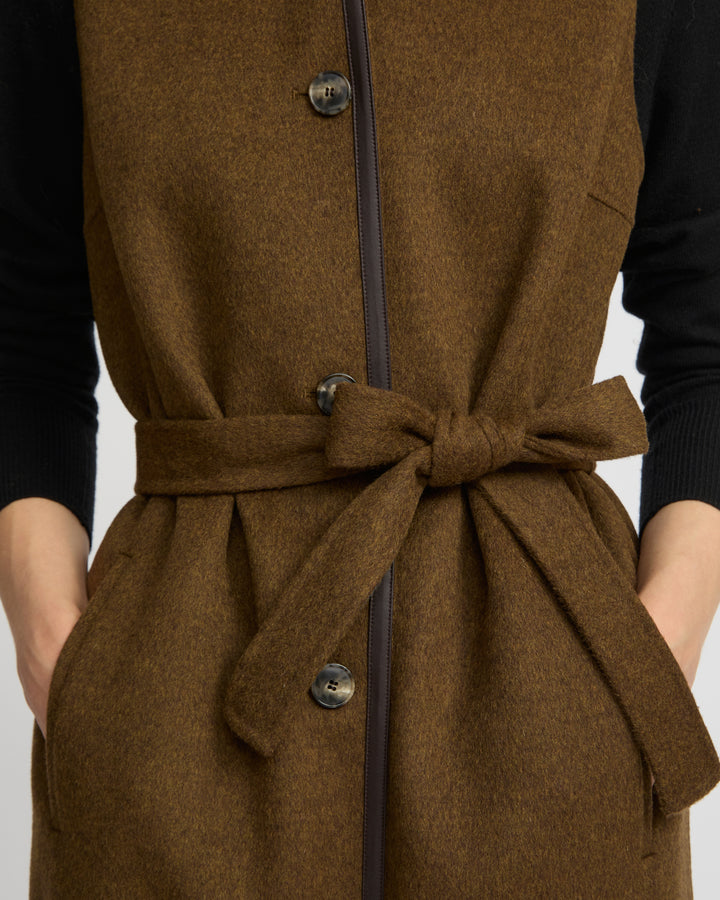 Long double-sided cashmere-blend gilet