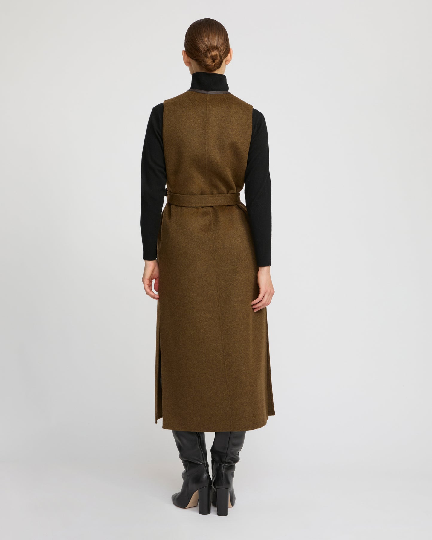Long double-sided cashmere-blend gilet