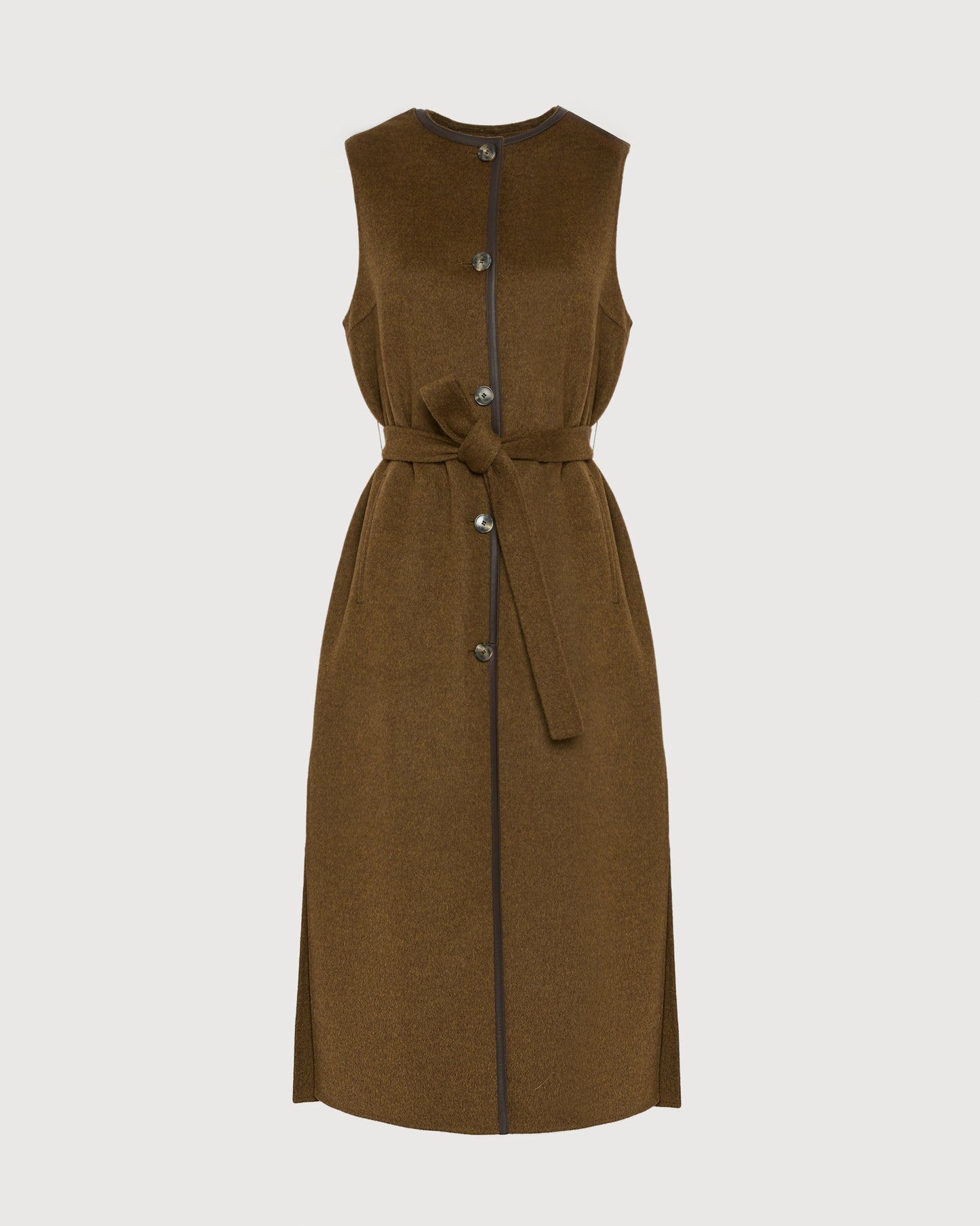 Long double-sided cashmere-blend gilet