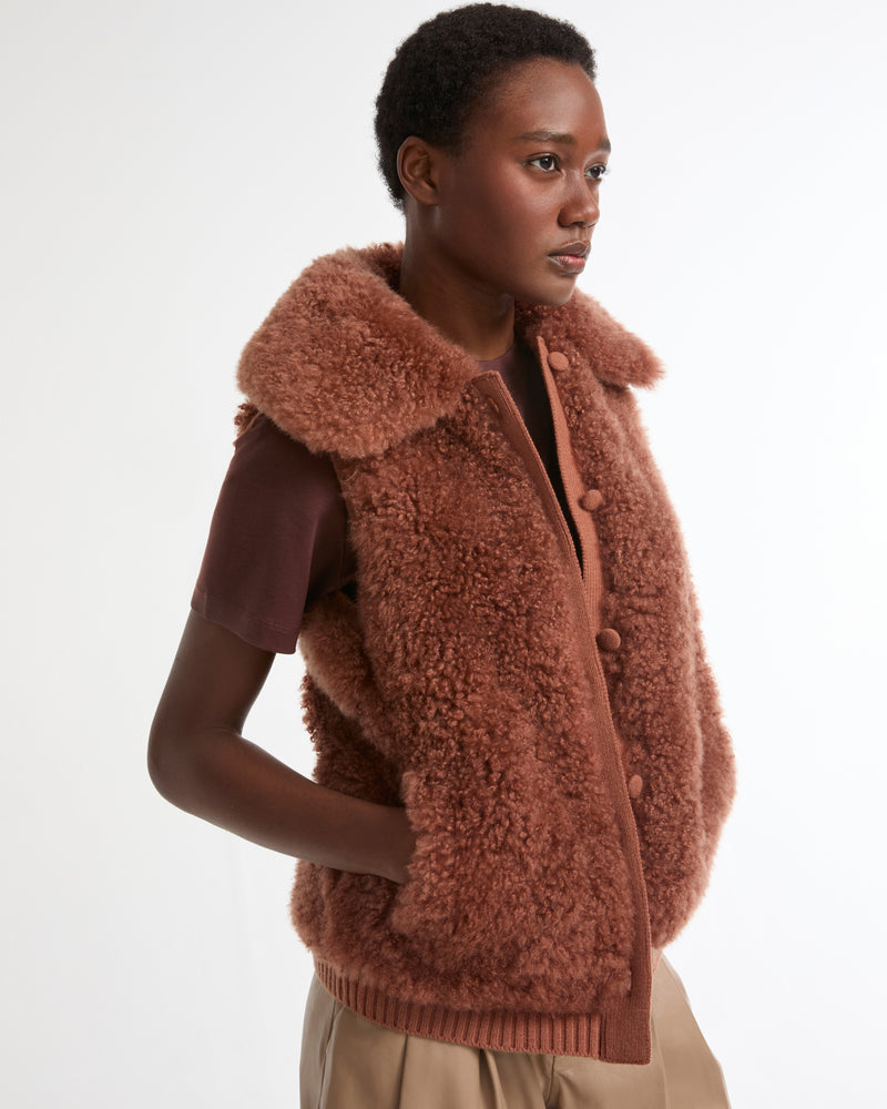 Gilet en cuir d'agneau cachemire et maille mérinos -Yves salomon - Nouvelle collection Printemps Été