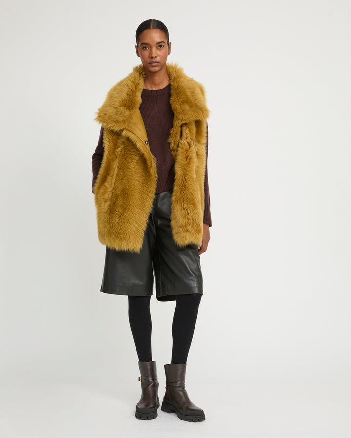 Gilet long réversible en agneau Toscane