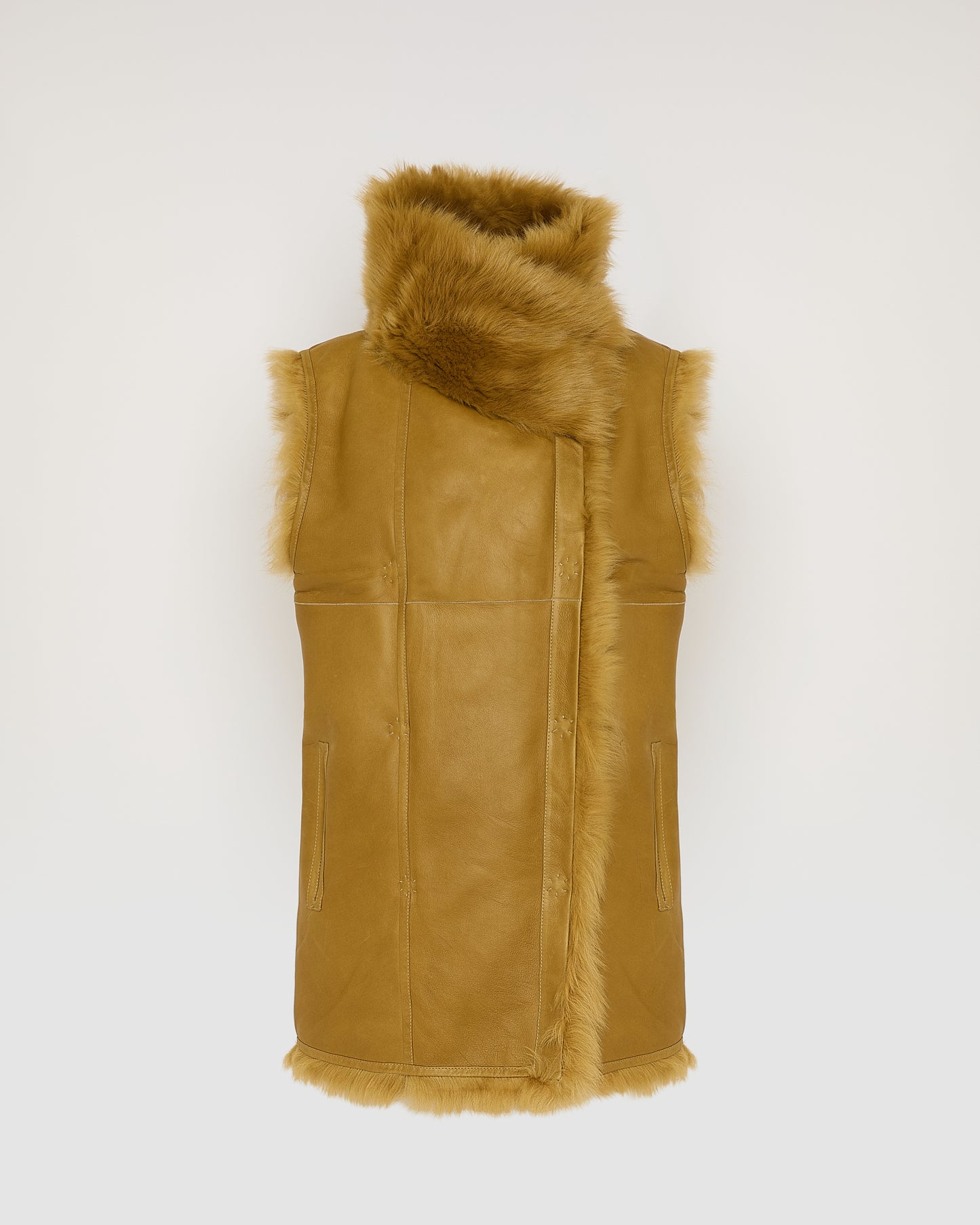 Gilet long réversible en agneau Toscane