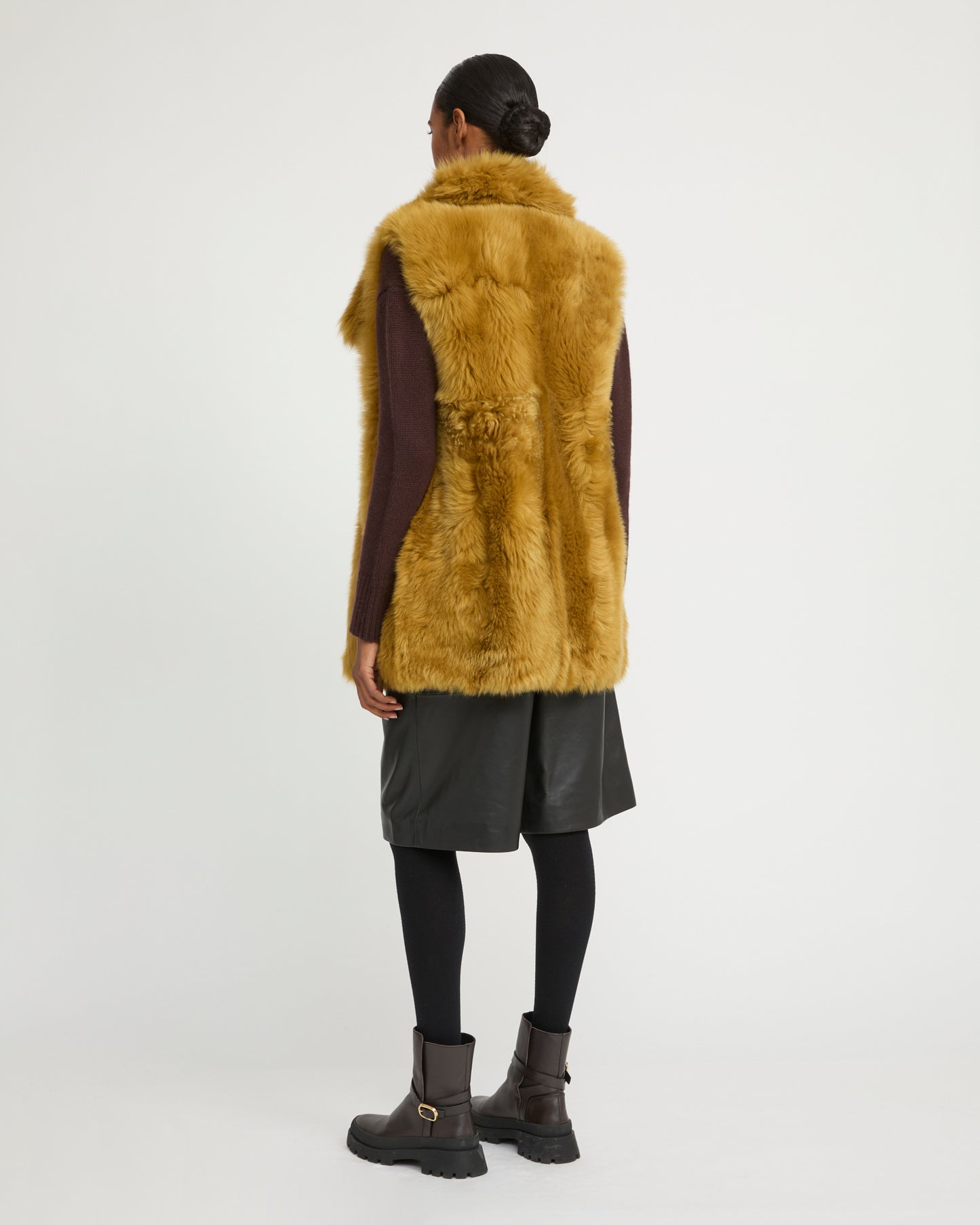 Gilet long réversible en agneau Toscane