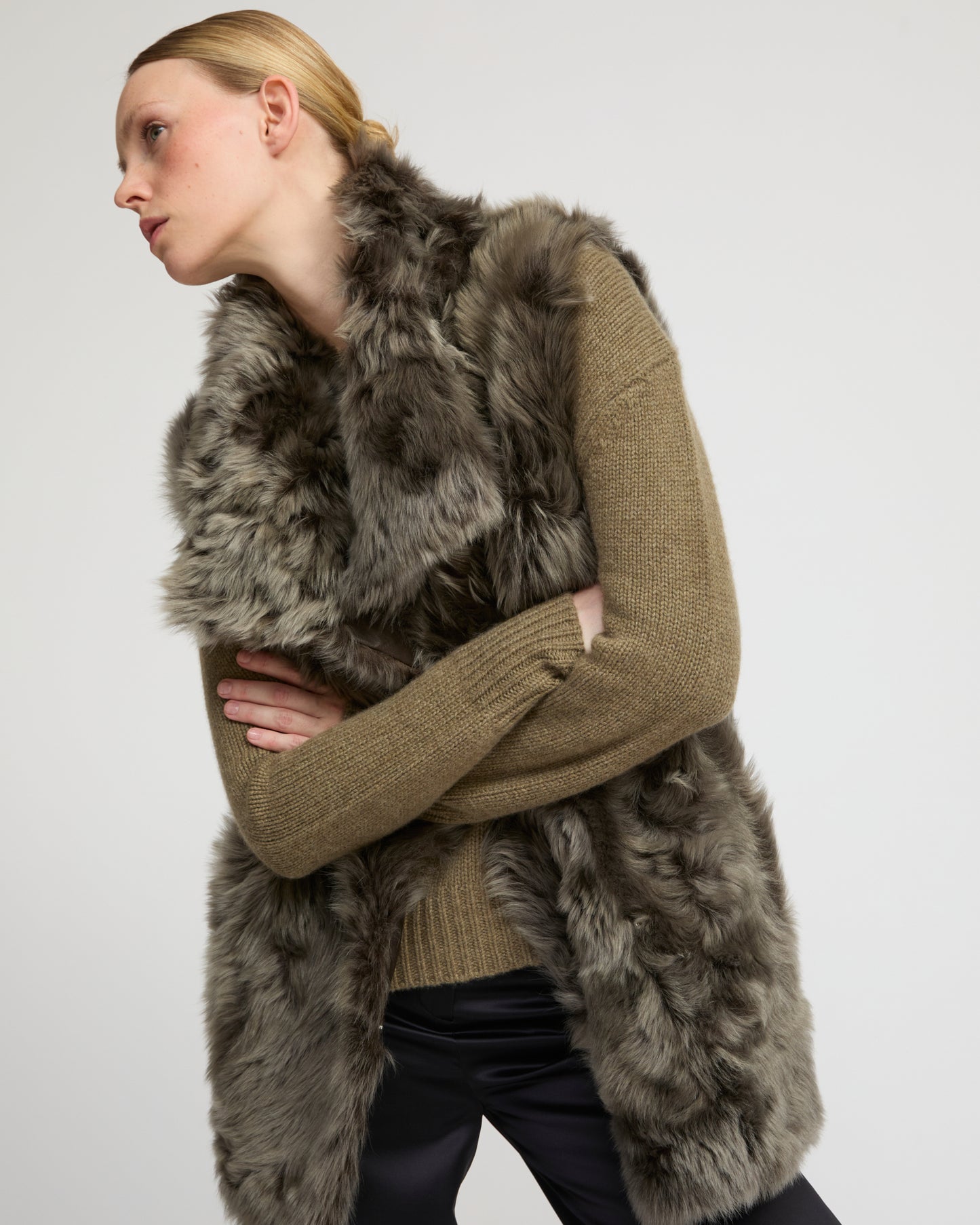 Gilet long réversible en agneau Toscane -Yves Salomon