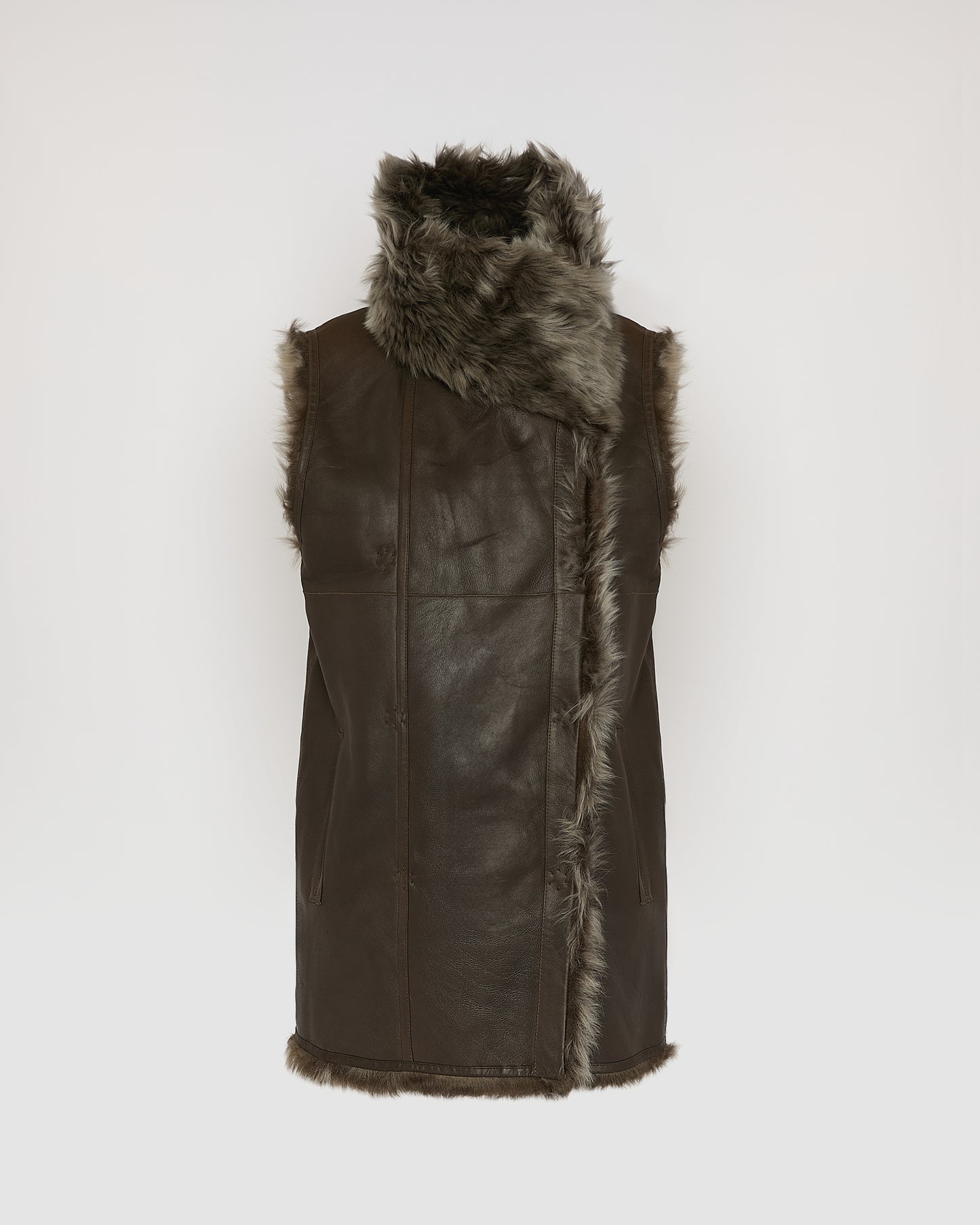 Gilet long réversible en agneau Toscane -Yves Salomon