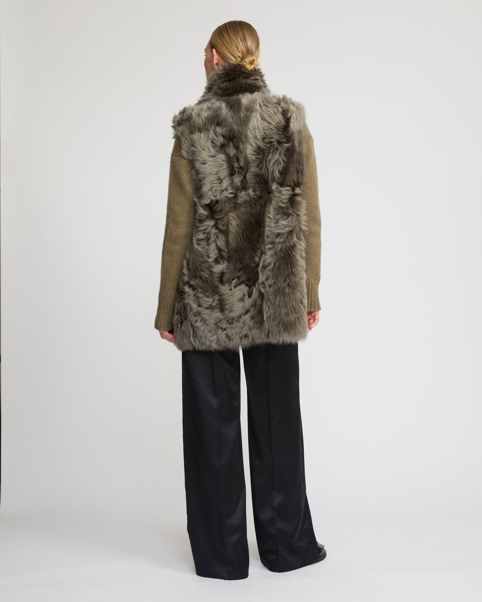 Gilet long réversible en agneau Toscane -Yves Salomon