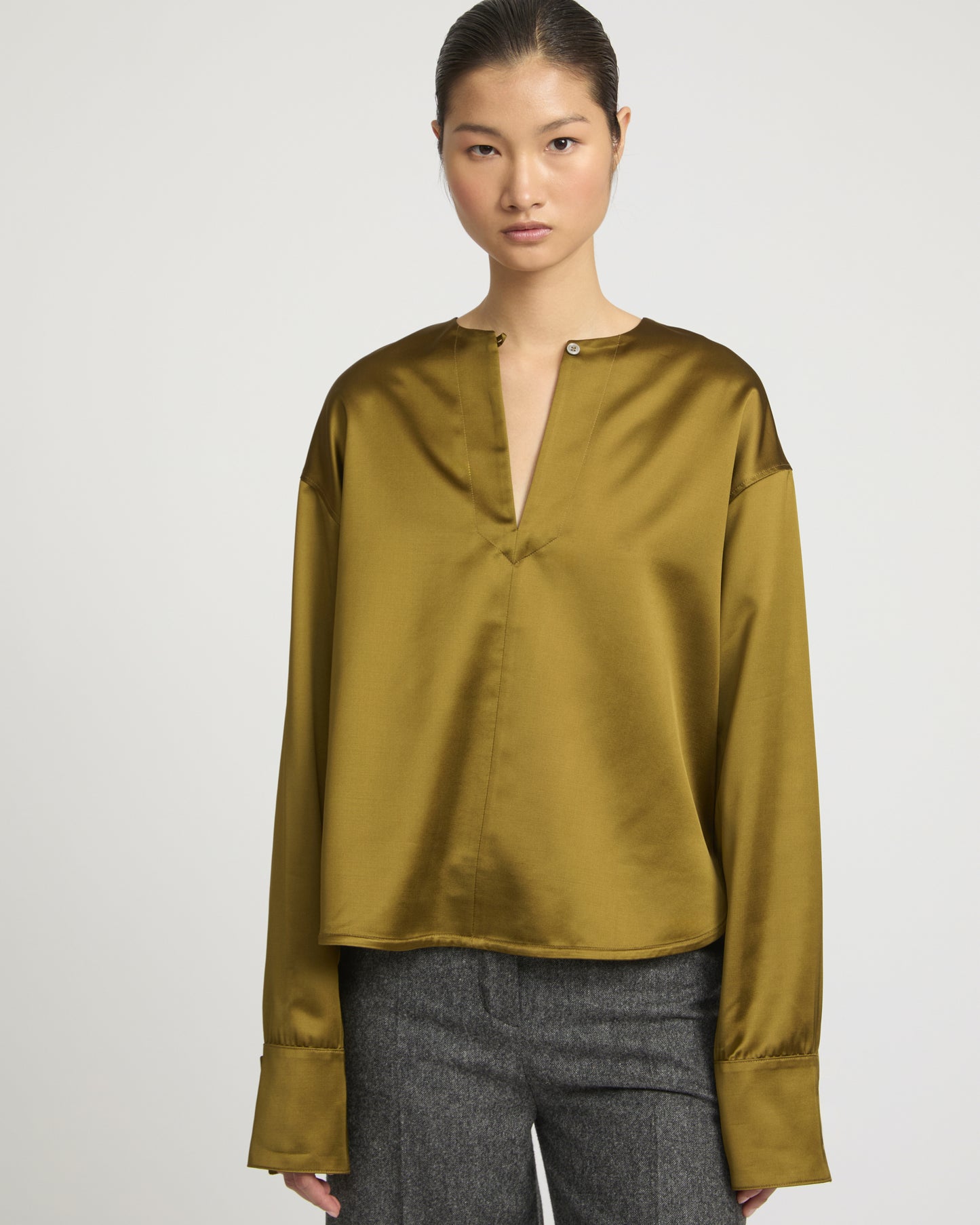 Heavy wool satin blouse
