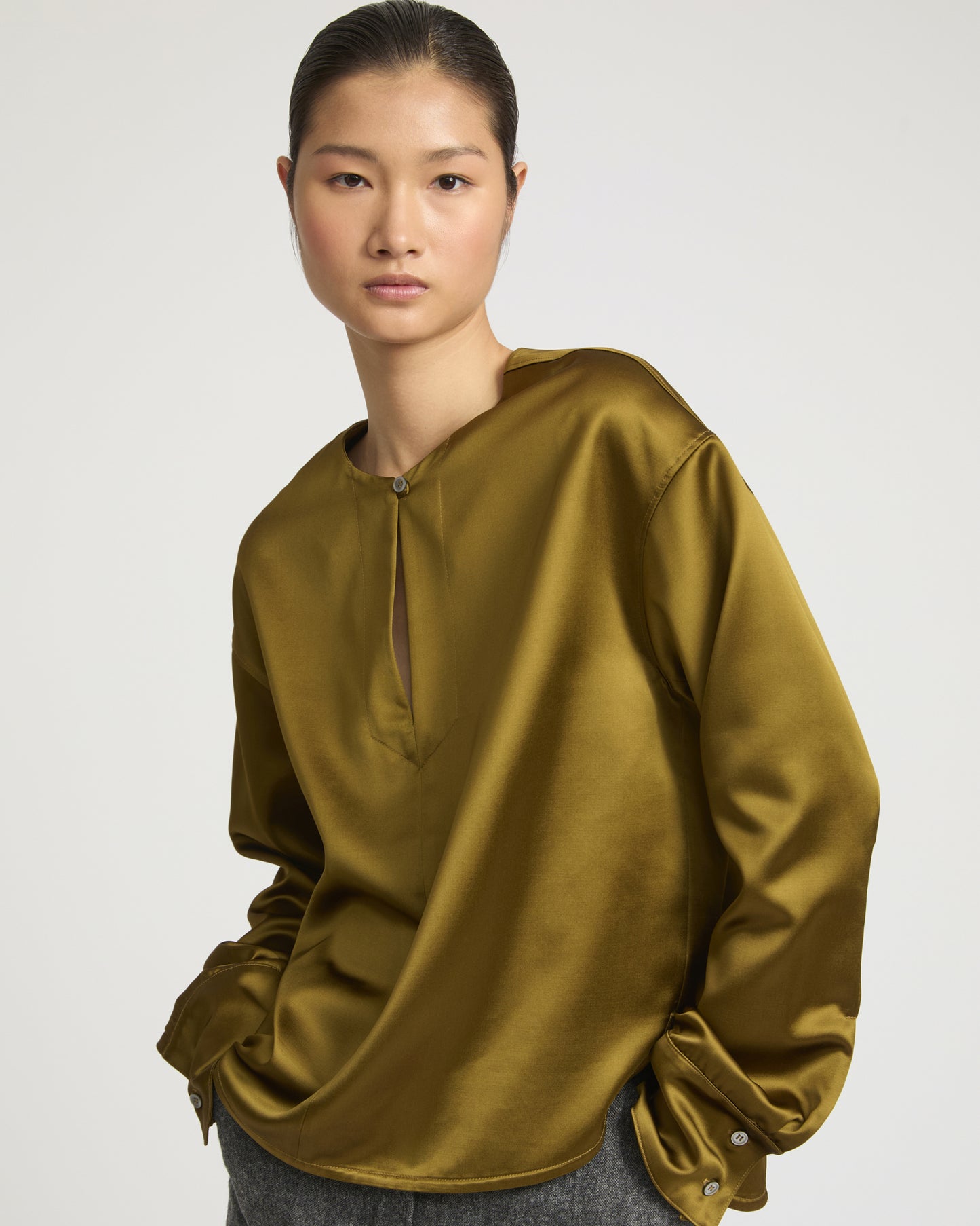 Heavy wool satin blouse