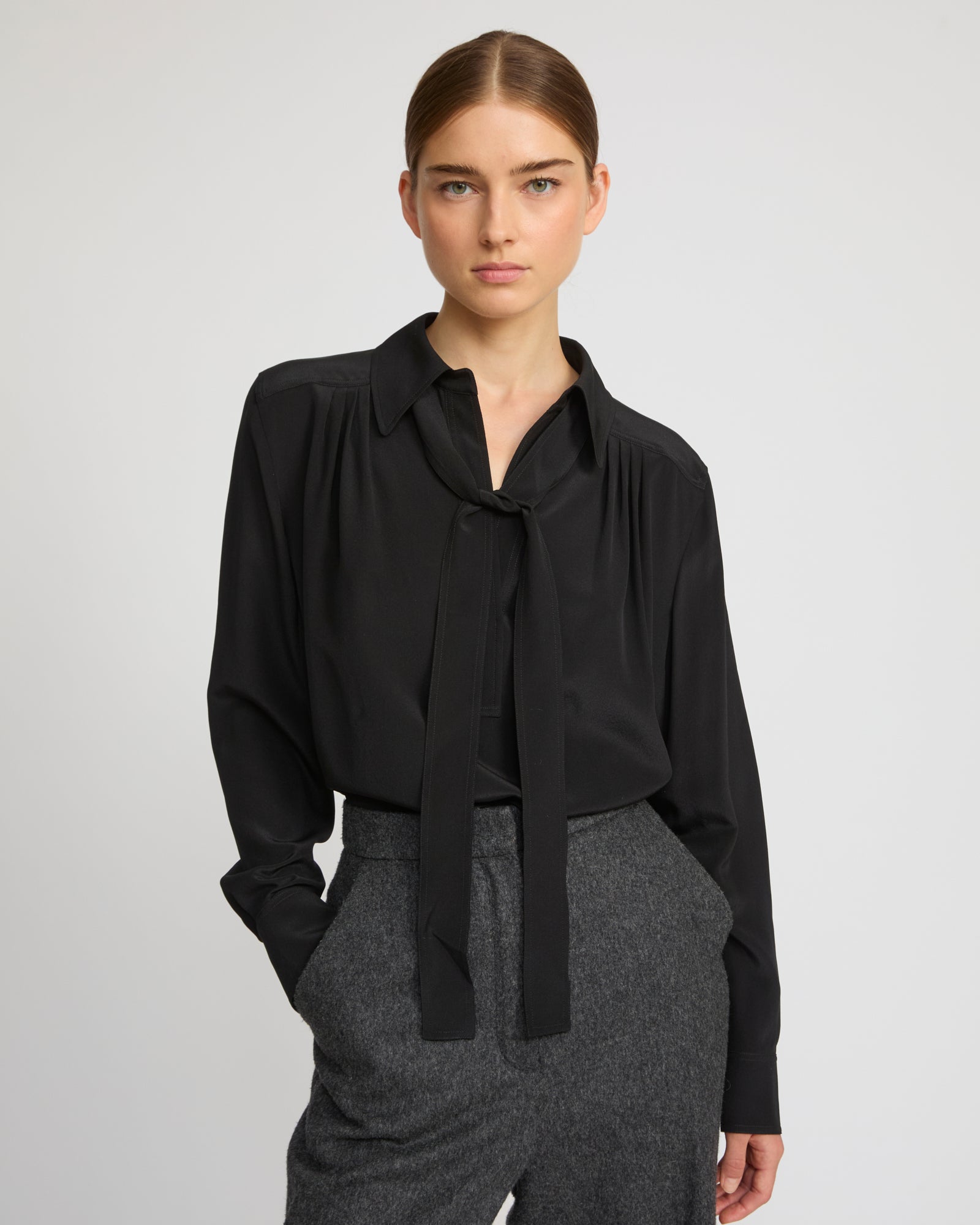 Blouse en crêpe de soie légère -Yves Salomon