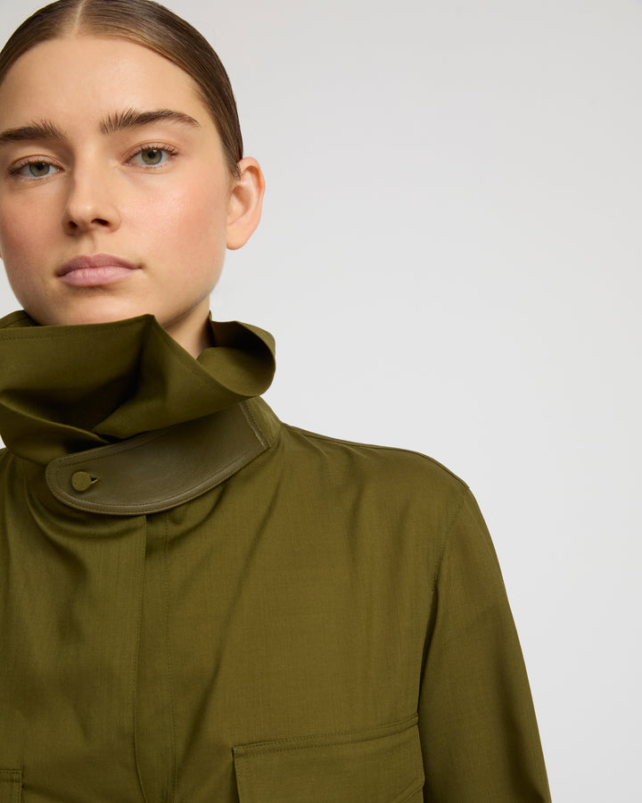 Wool voile draped blouse