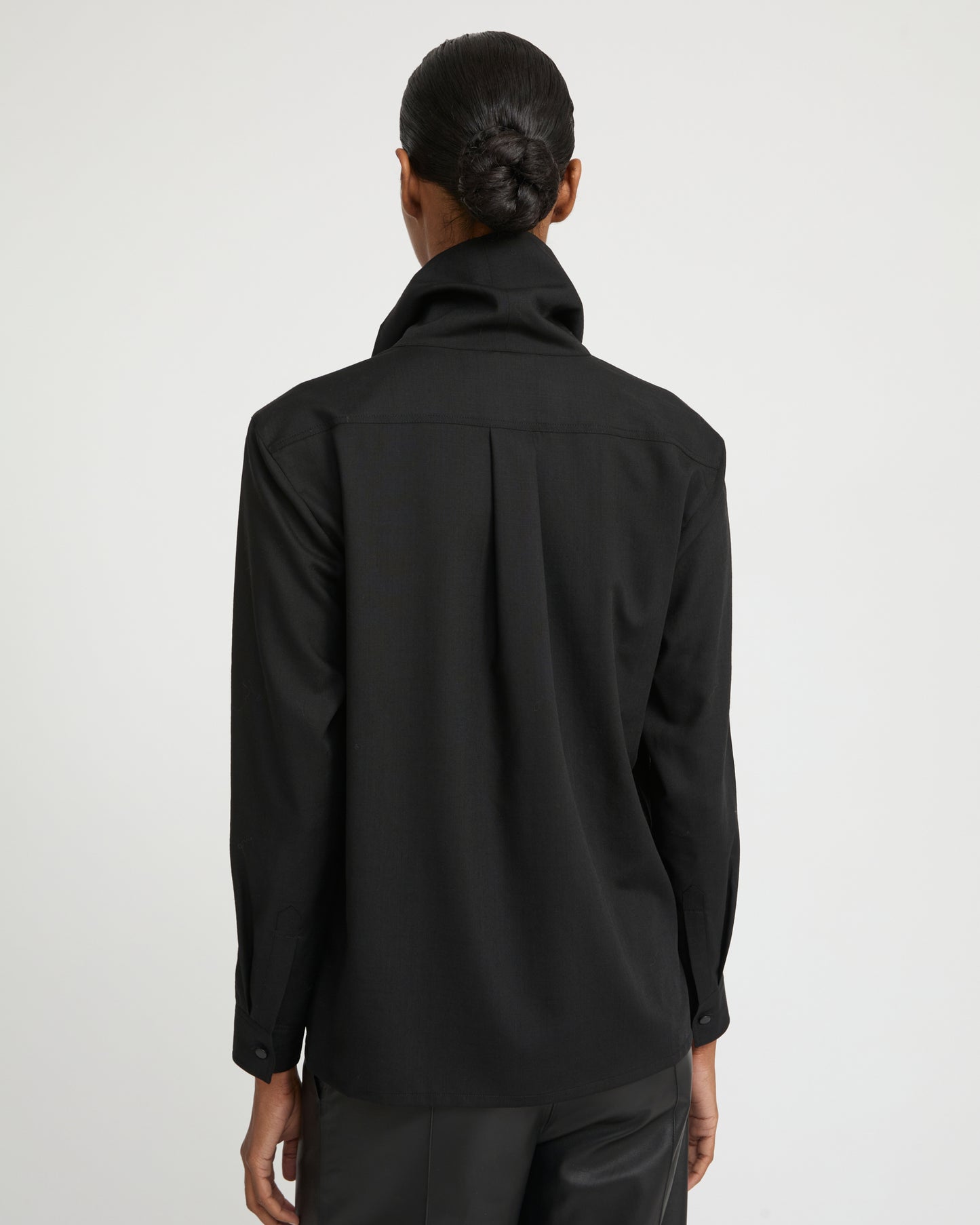 Wool voile draped blouse