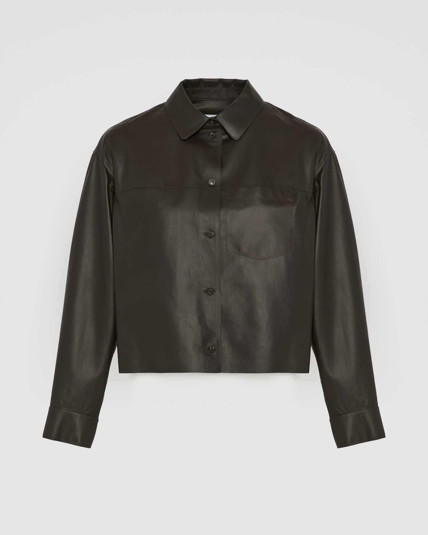Chemise croppée en cuir d'agneau fin