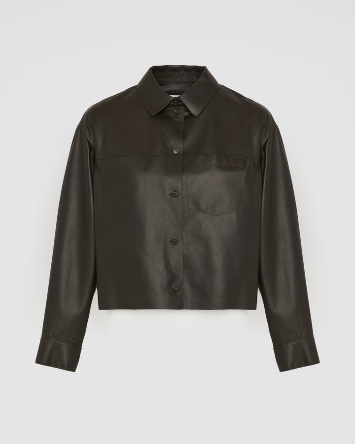 Cropped shirt in fine lamb leather