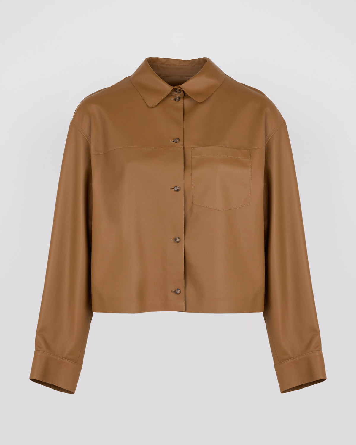 Chemise croppée en cuir d'agneau fin - Yves Salomon - Nouvelle collection Automne Hiver