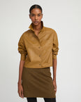 Cropped shirt in fine lamb leather