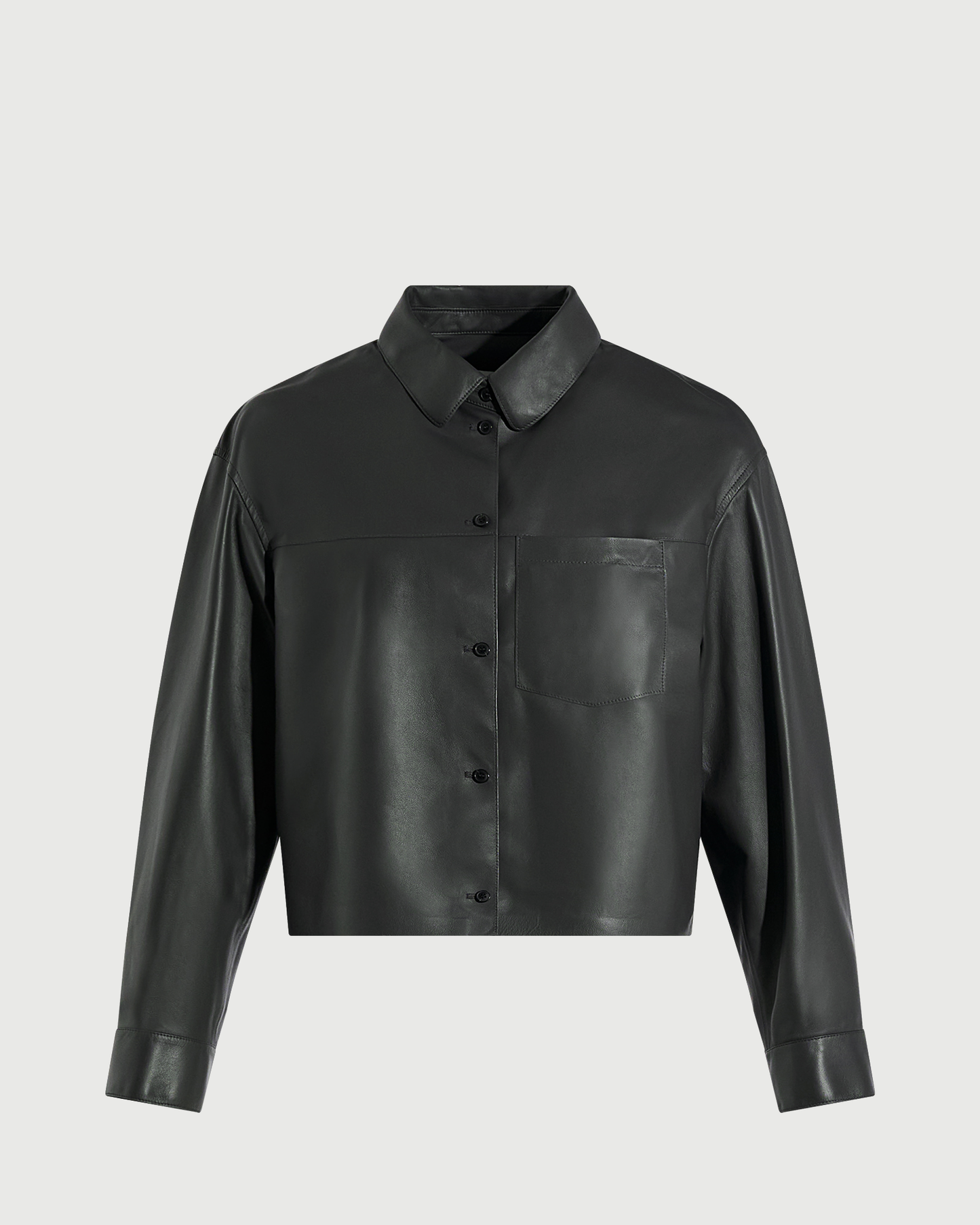 Chemise croppée en cuir d'agneau fin- Yves Salomon - Nouvelle collection Automne Hiver