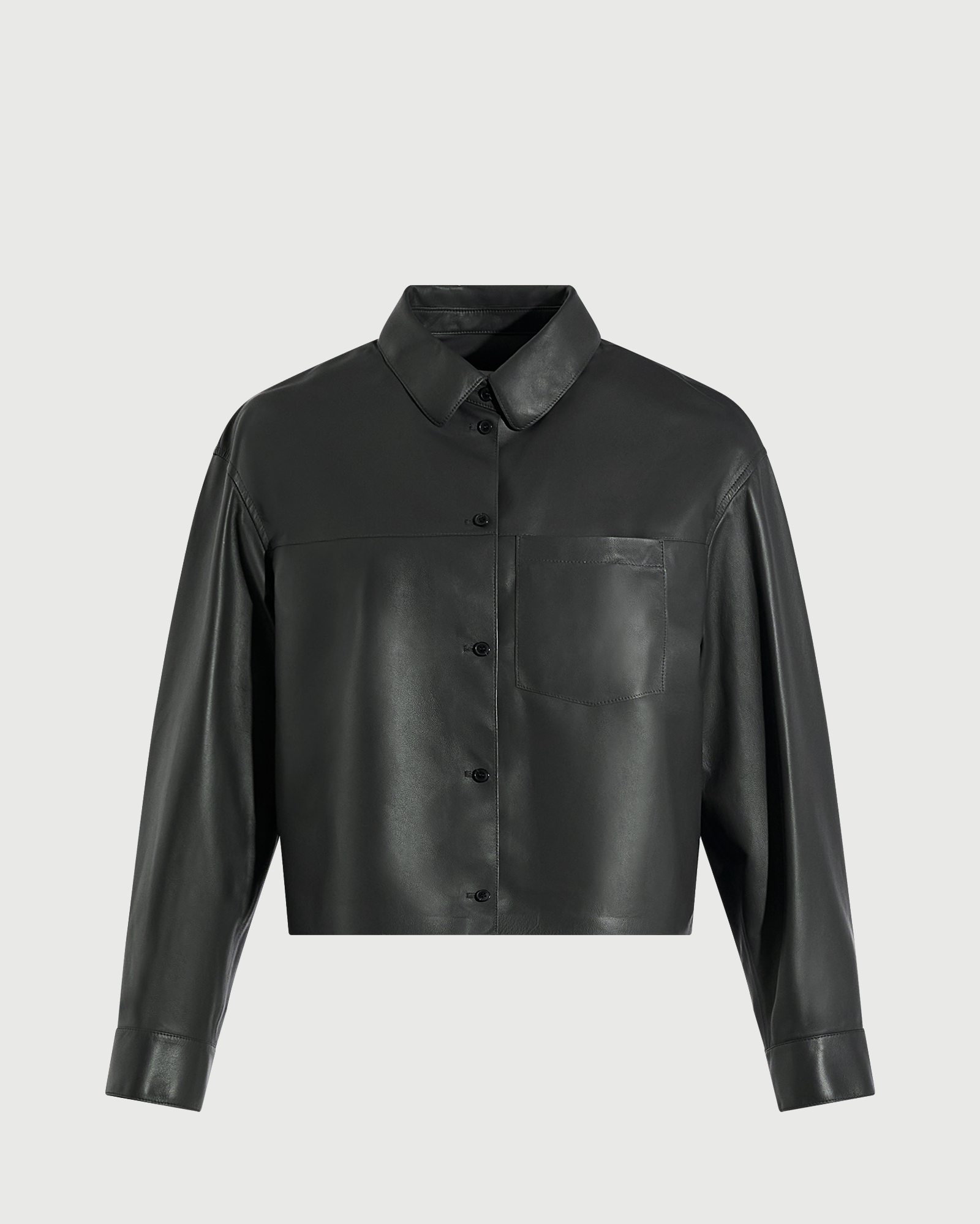 Chemise croppée en cuir d'agneau fin- Yves Salomon - Nouvelle collection Automne Hiver