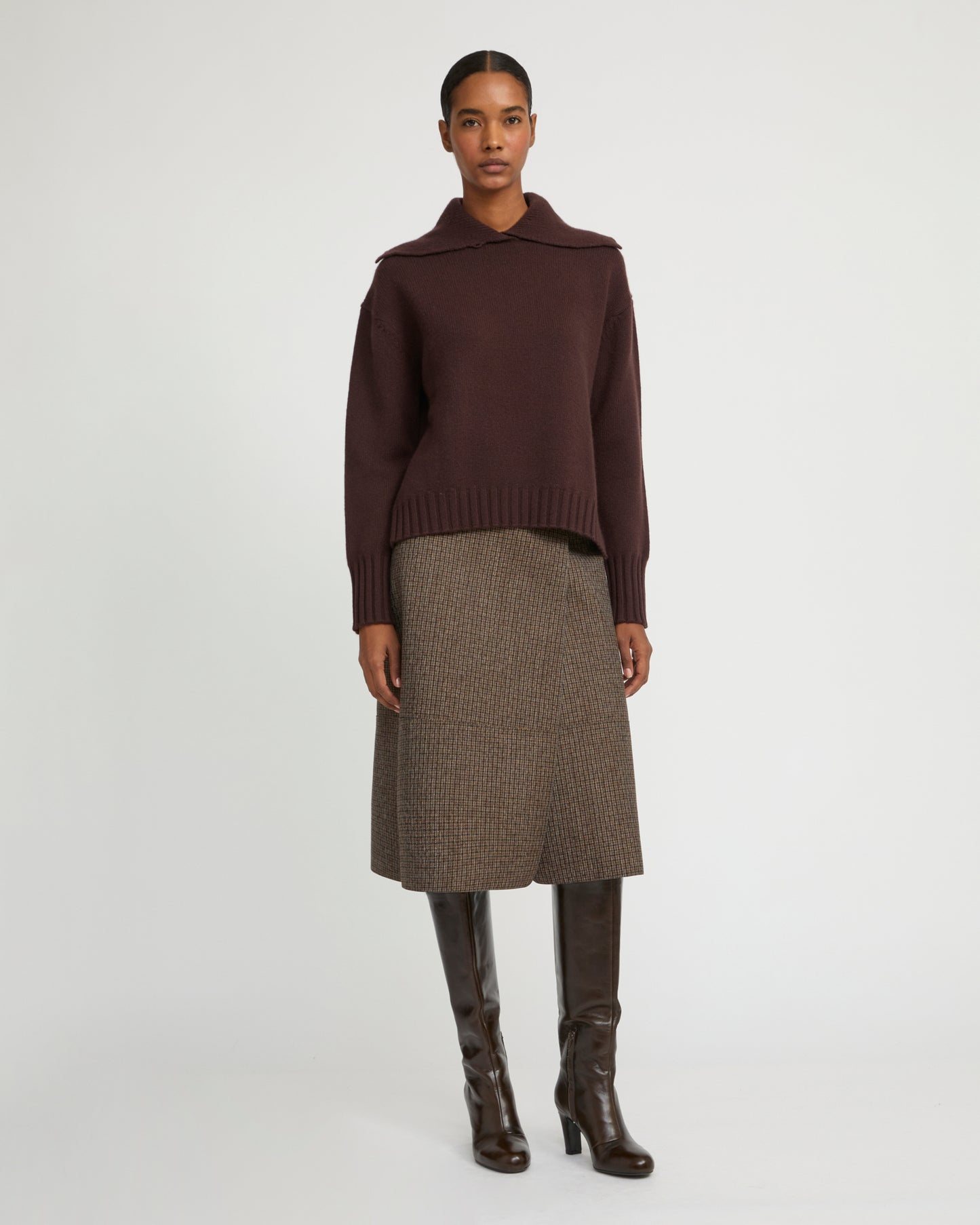 Collar jumper in cashmere knit