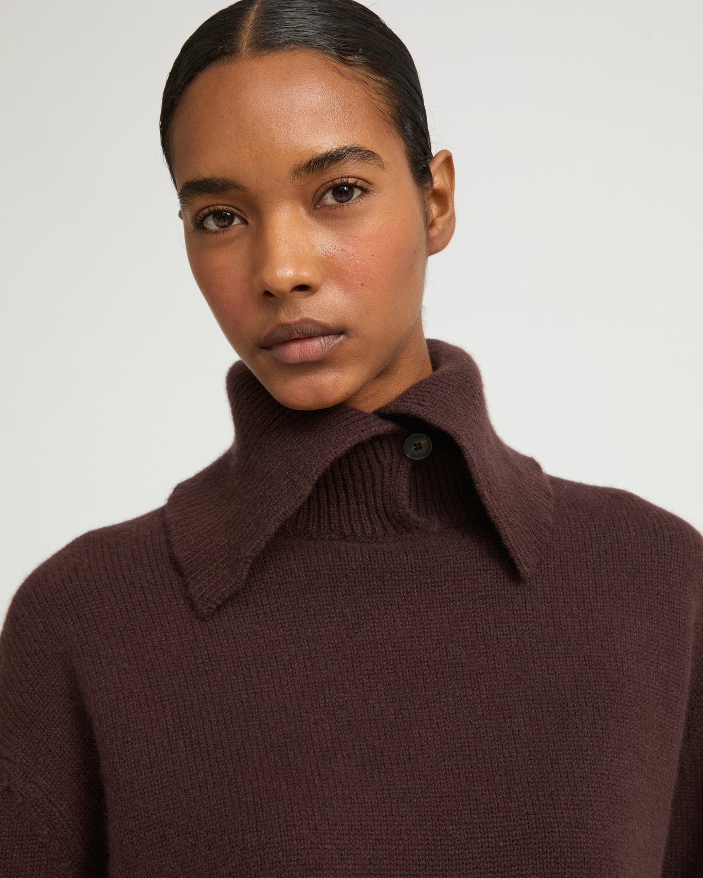Collar jumper in cashmere knit