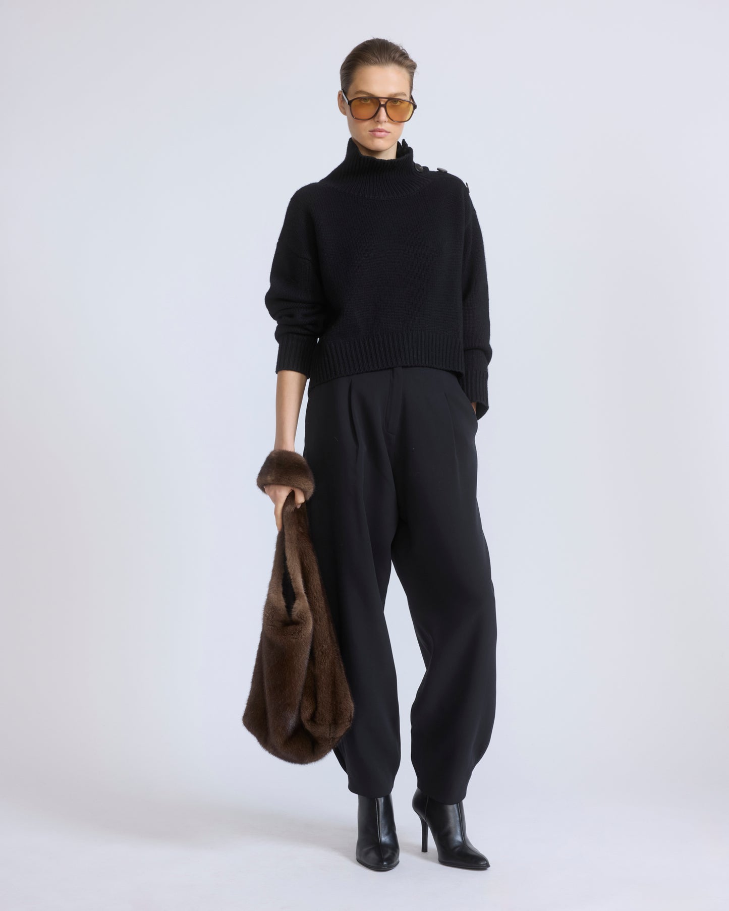 Pull oversize court en maille