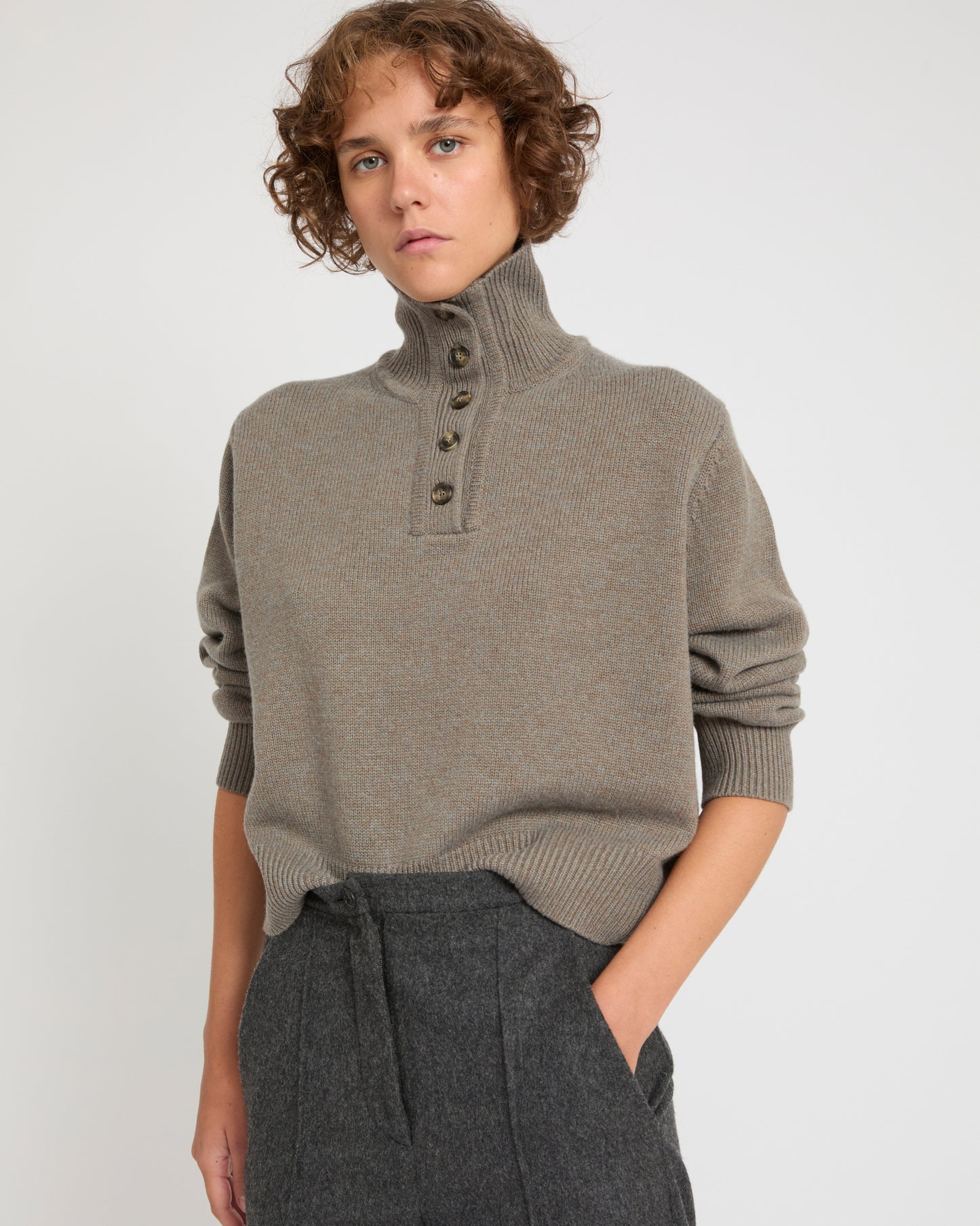 High neck knit jumper