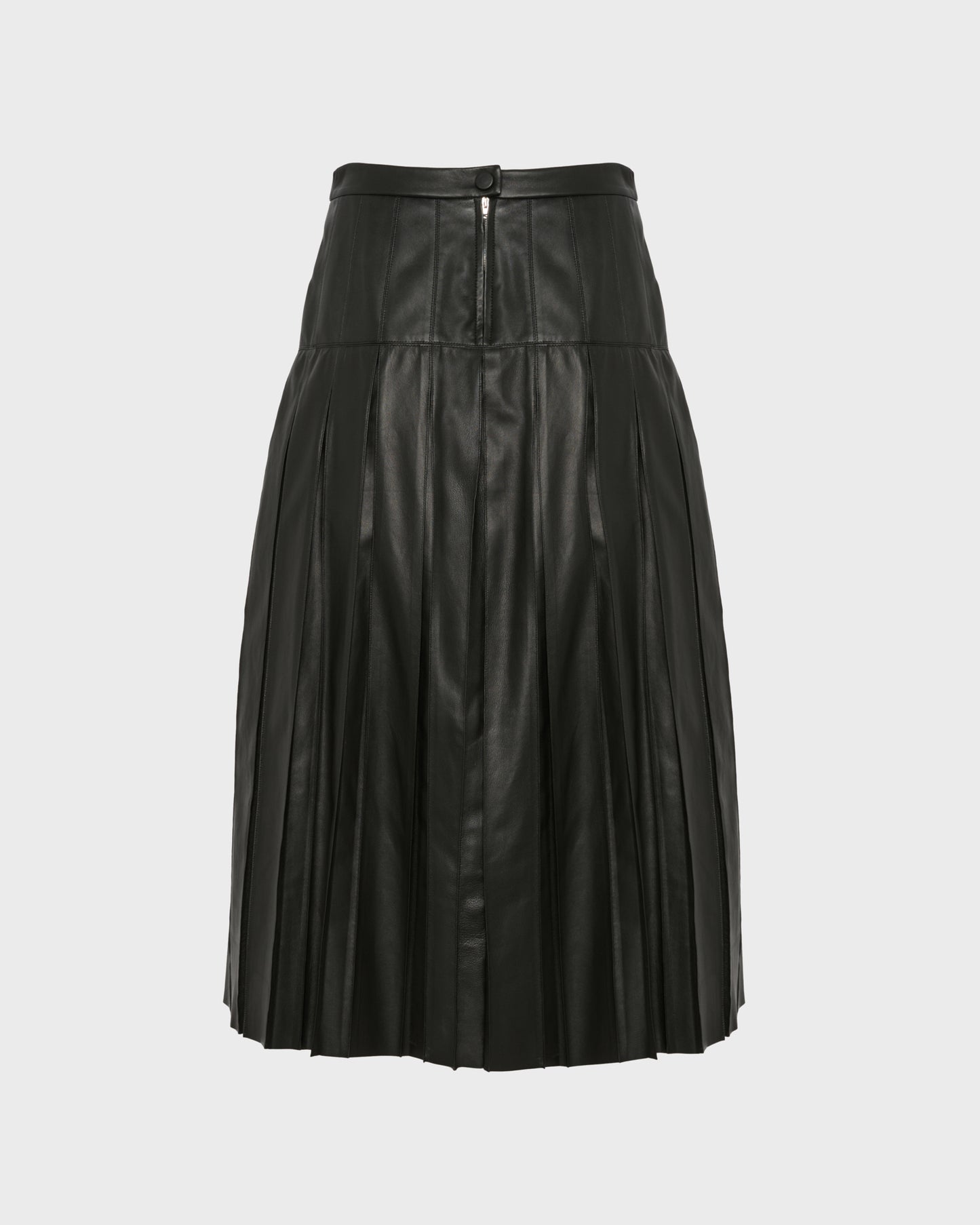 Fine lamb leather pleated skirt
