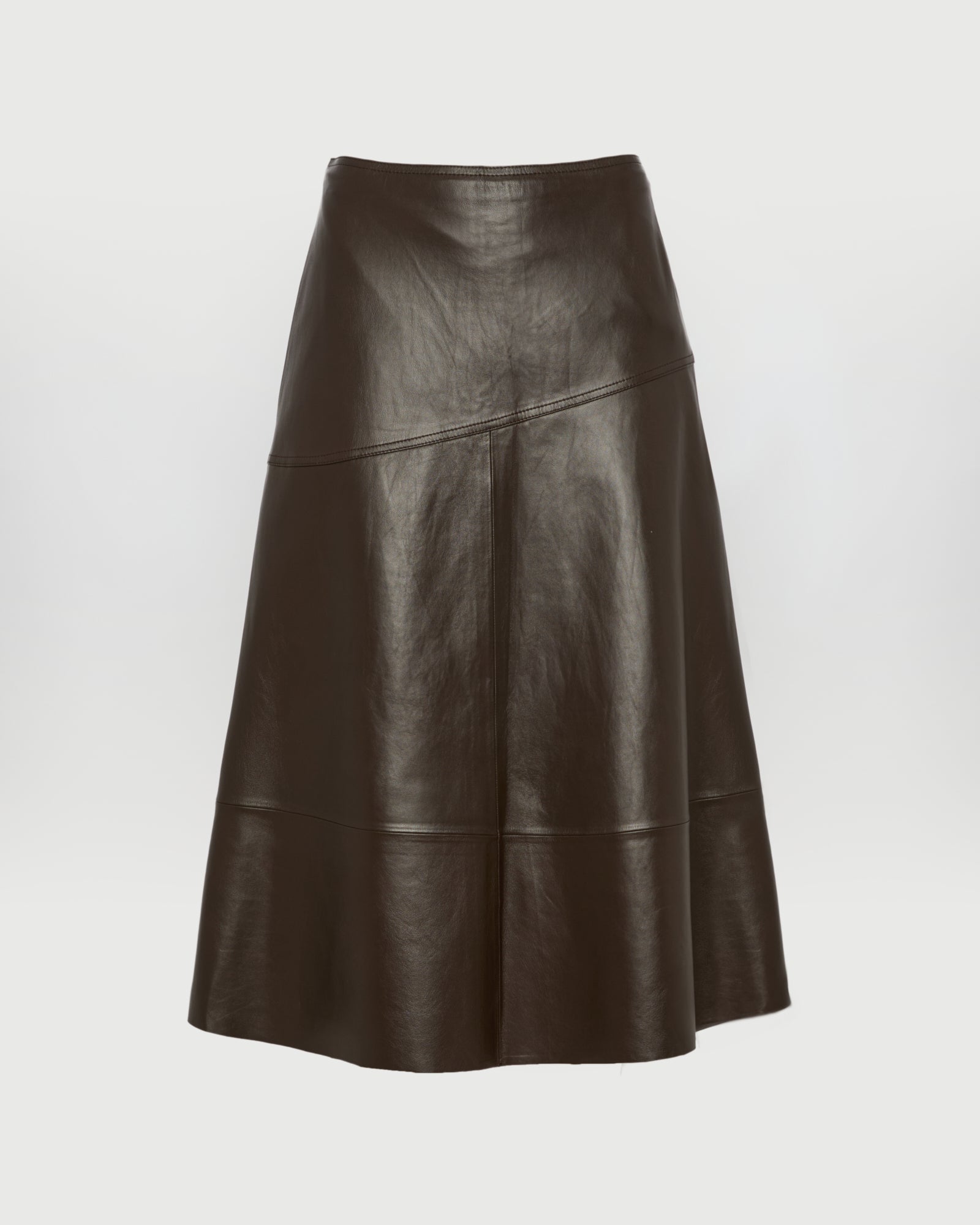 Flared lamb leather skirt - Brown - Yves Salomon
