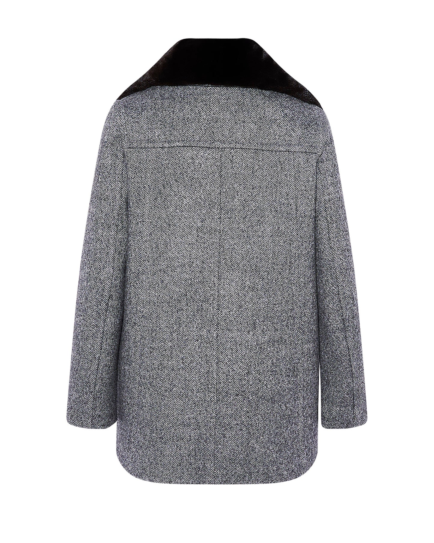 Woollen peacoat with lambskin leather details and mink fur collar