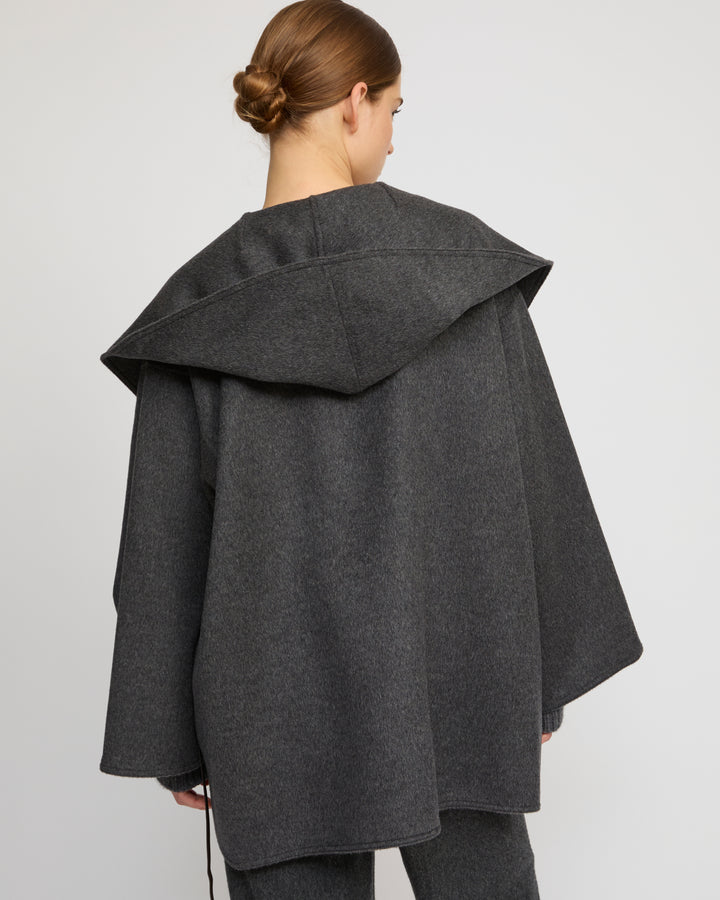 Oversized short coat in double-sided cashmere blend