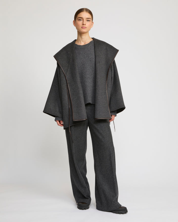 Oversized short coat in double-sided cashmere blend