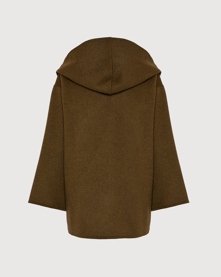 Black Friday - Yves Salomon - Manteau court oversize en lainage cachemire double face - marron - vue dos