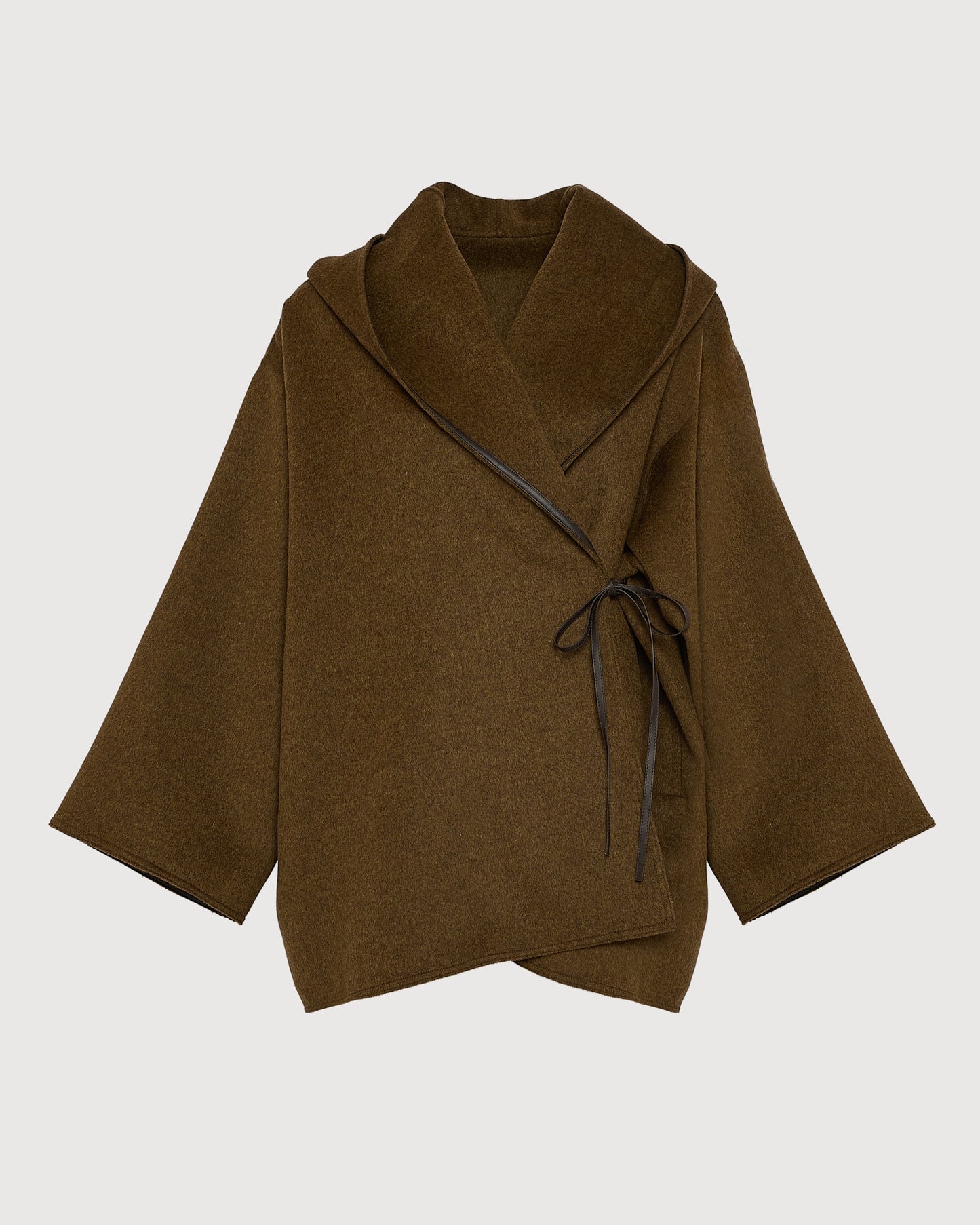 Oversized short coat in double-sided cashmere blend