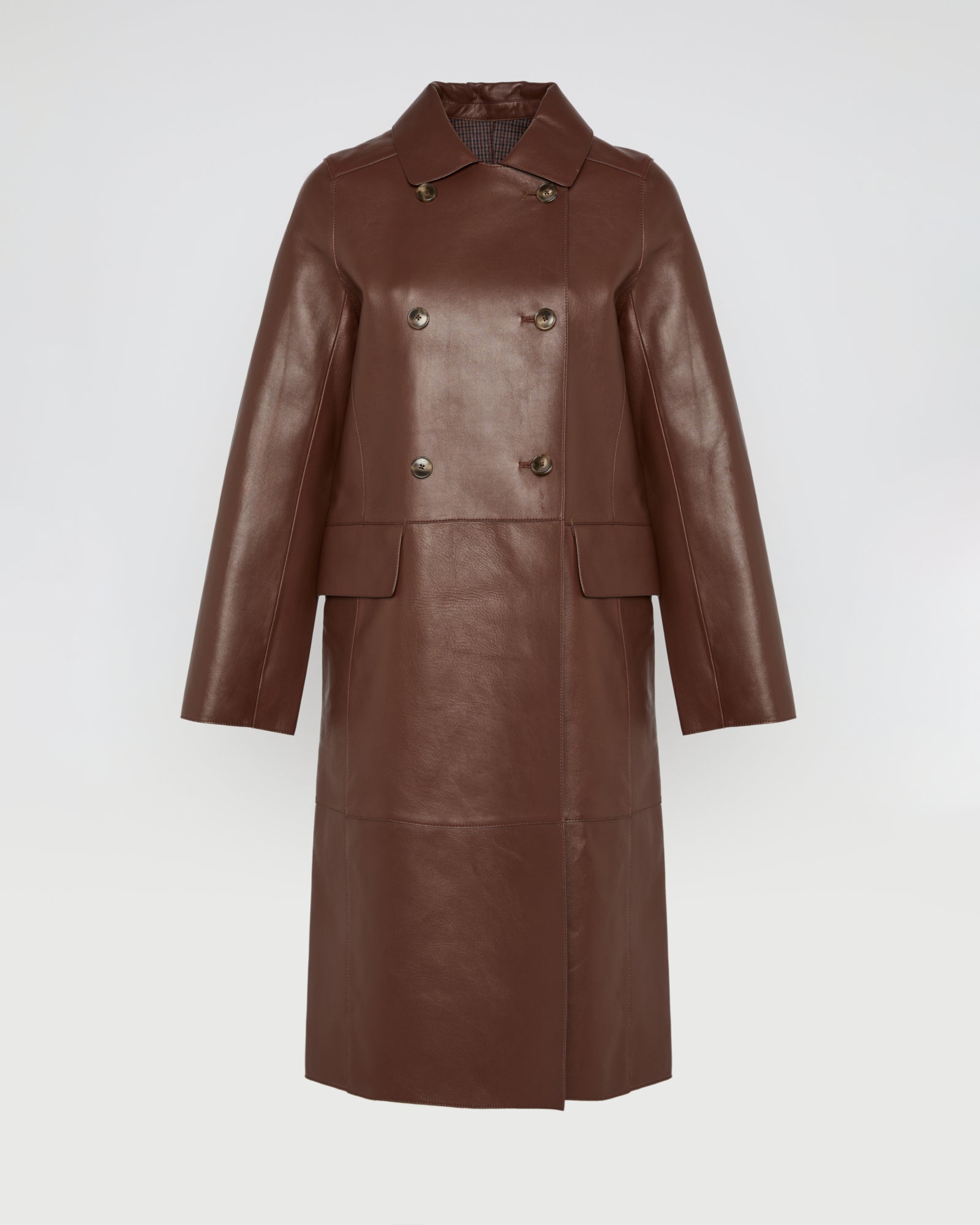 Winter sale -Coat in bonded leather & wool-red – Yves Salomon