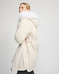 Parka longue réversible en tissu technique déperlant avec fourrure de renard et de lapin rex