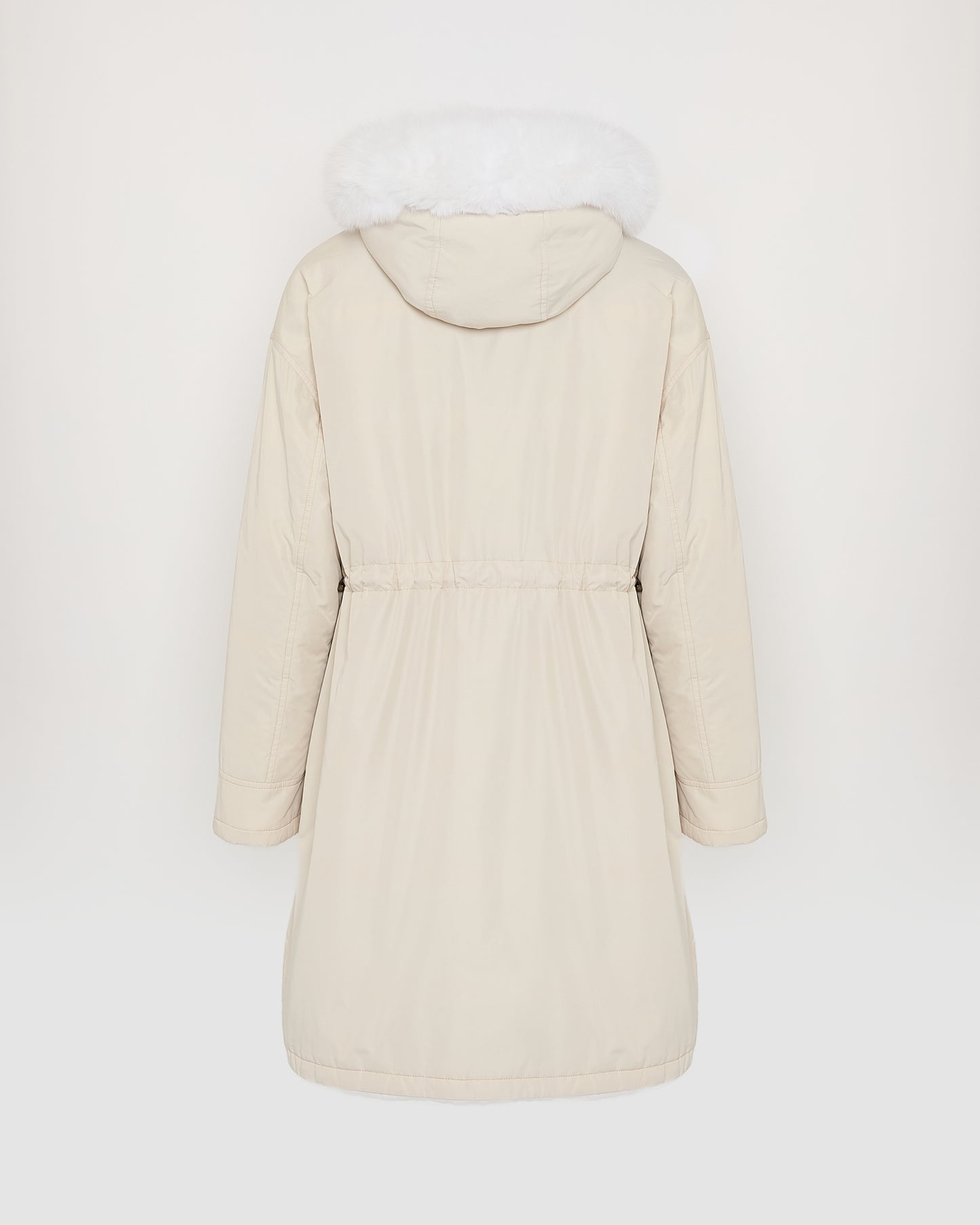 Parka longue réversible en tissu technique déperlant avec fourrure de renard et de lapin rex