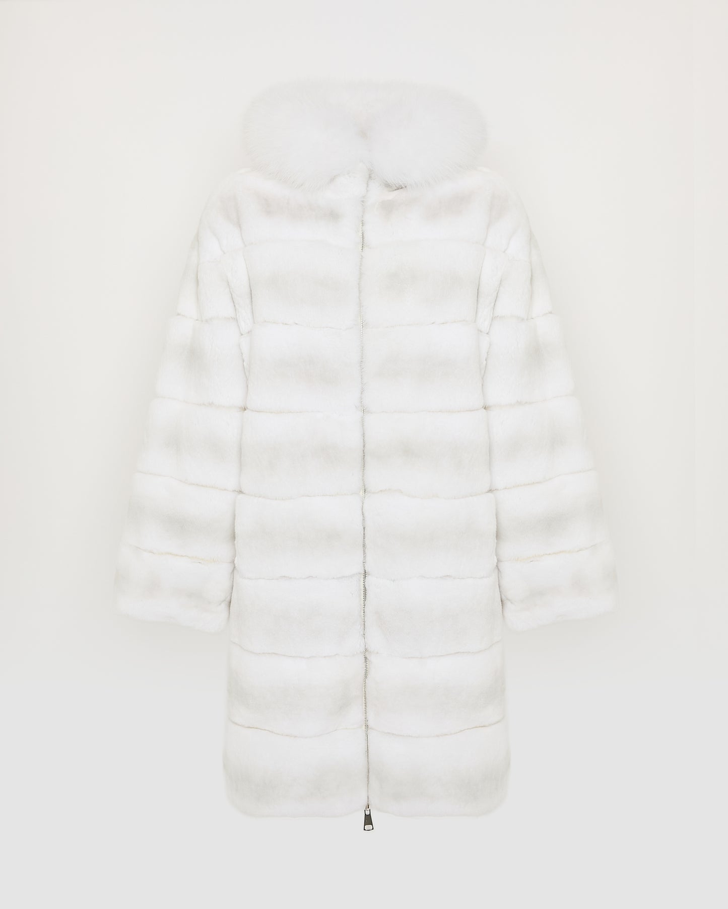 Parka longue réversible en tissu technique déperlant avec fourrure de renard et de lapin rex