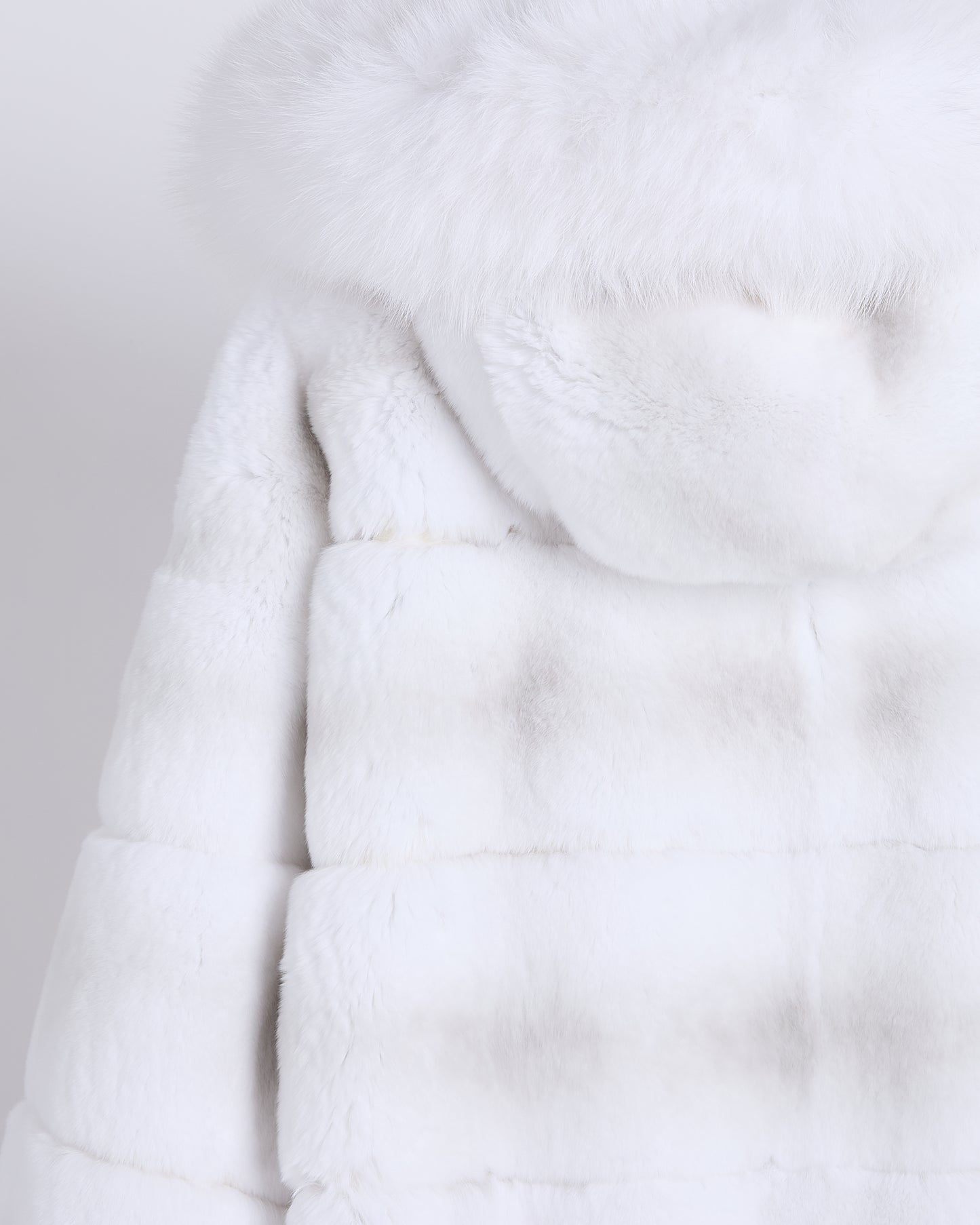 Parka longue réversible en tissu technique déperlant avec fourrure de renard et de lapin rex