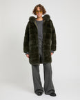 Parka longue réversible en tissu technique déperlant avec fourrure de renard et de lapin rex