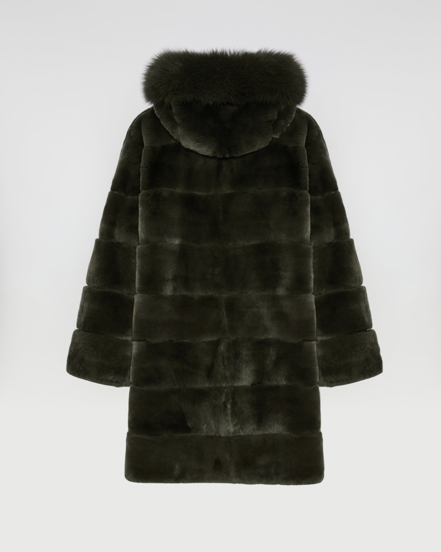 Parka longue réversible en tissu technique déperlant avec fourrure de renard et de lapin rex