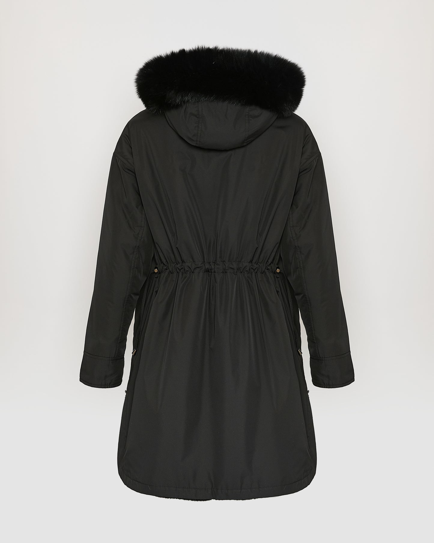 Parka longue réversible en tissu technique déperlant avec fourrure de renard et de lapin rex