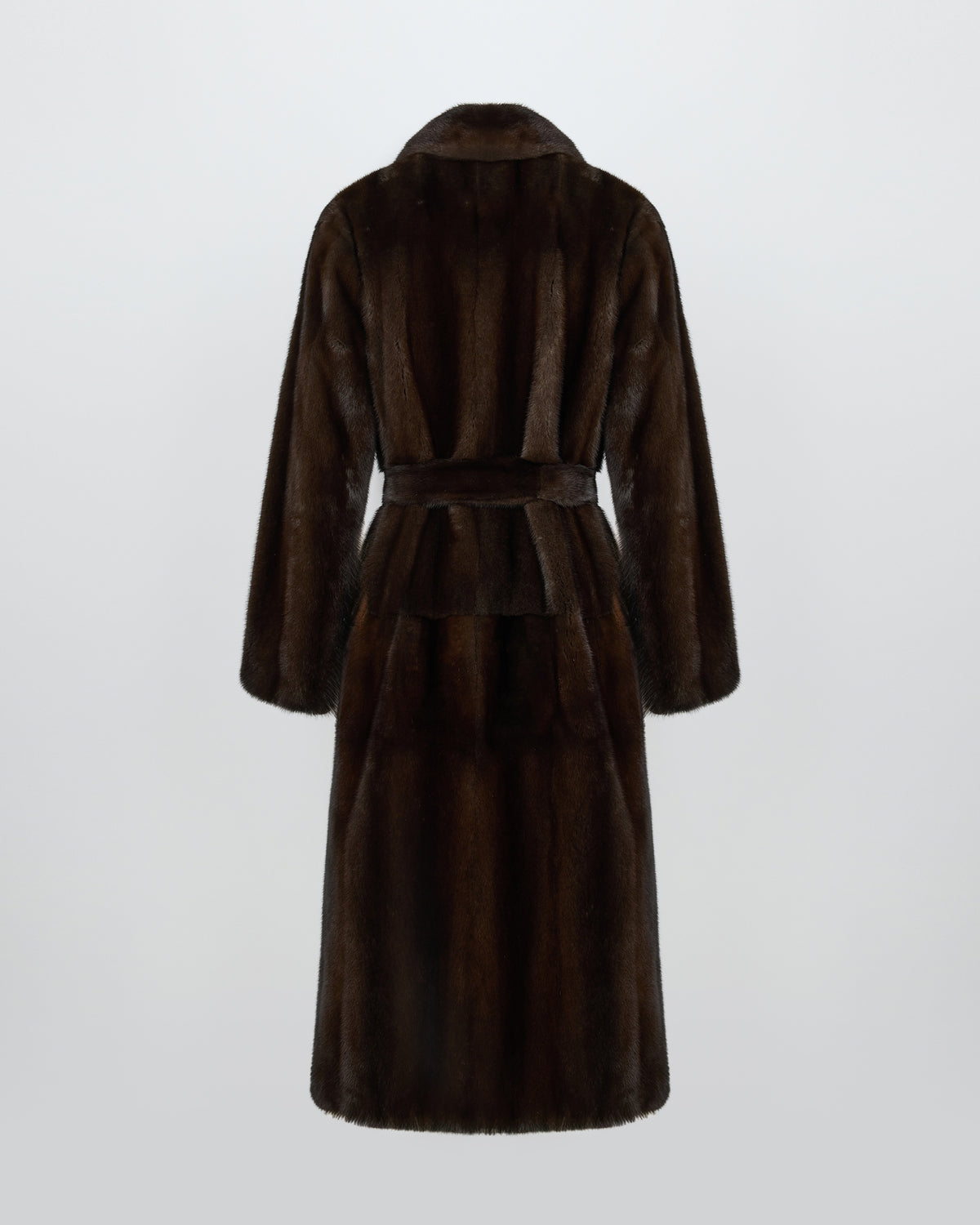 Manteau ceinturé col tailleur en fourrure de vison long poil - Yves Salomon - Nouvelle collection Automne Hiver