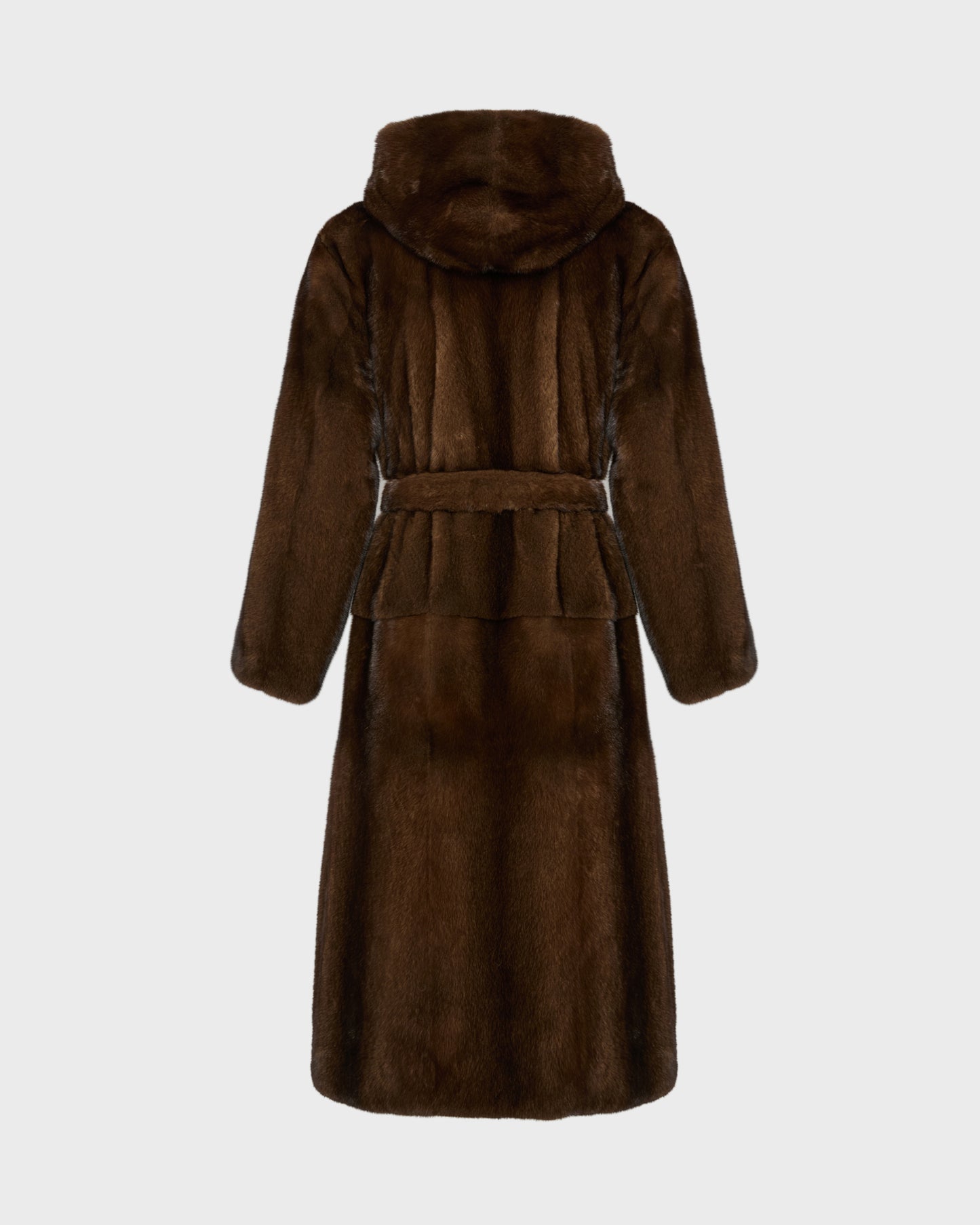 Long hooded coat in long-haired mink fur