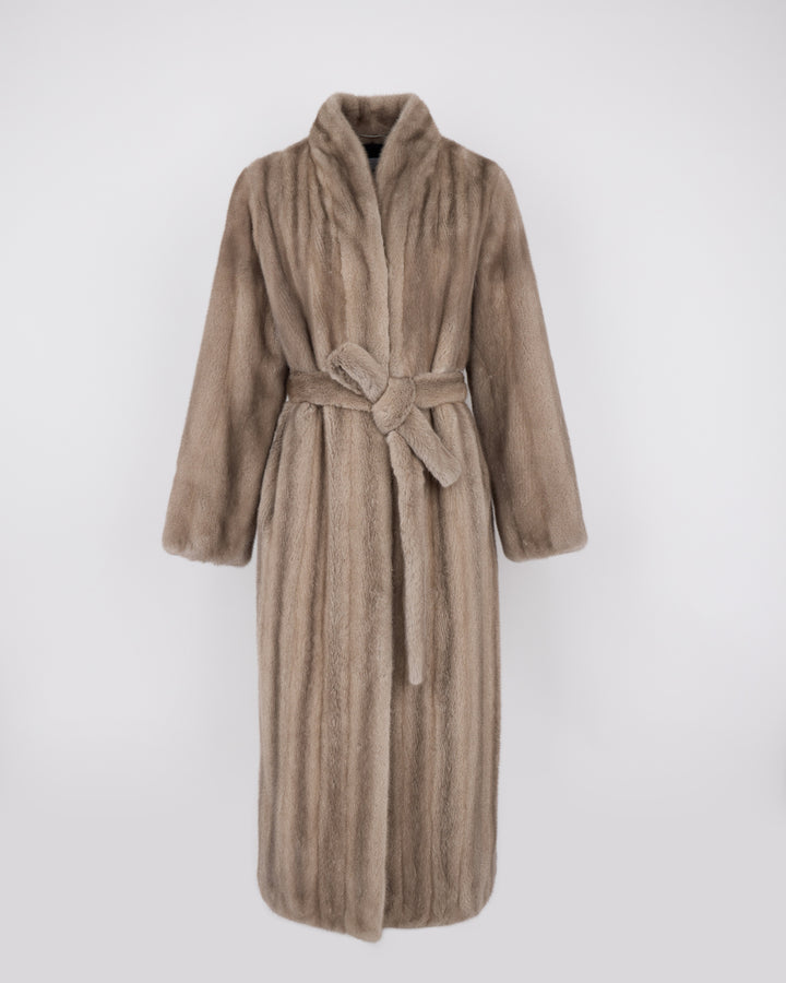 Manteau long en fourrure de vison long poil