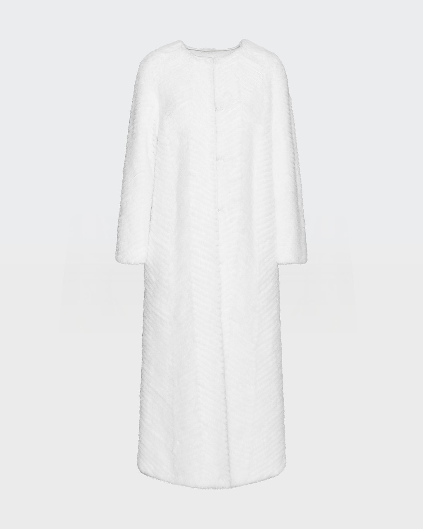 Manteau long en maille Mérinos et fourrure de vison