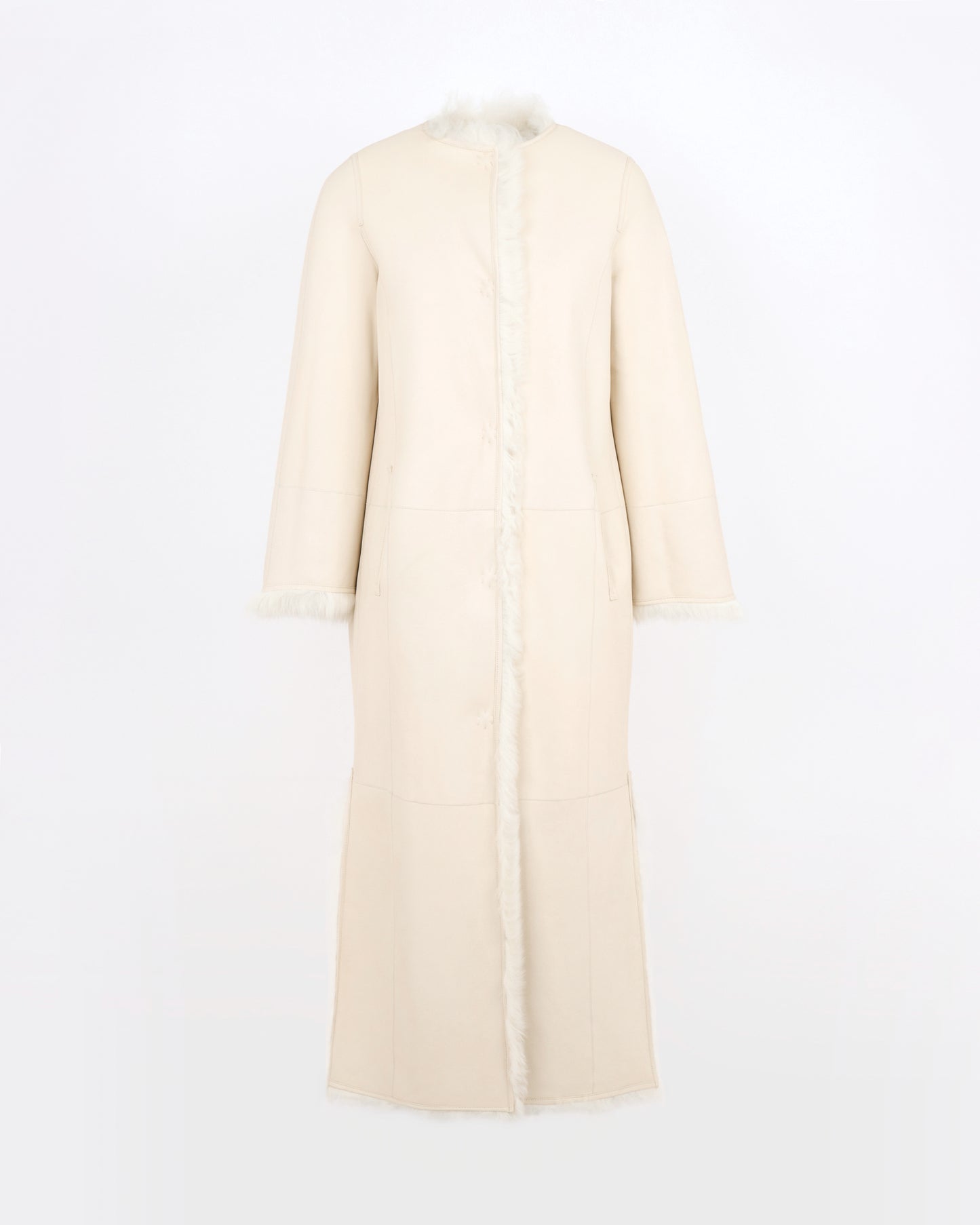 Manteau extra long en peau lainée d'agneau Toscane - Yves Salomon - Nouvelle collection Automne Hiver