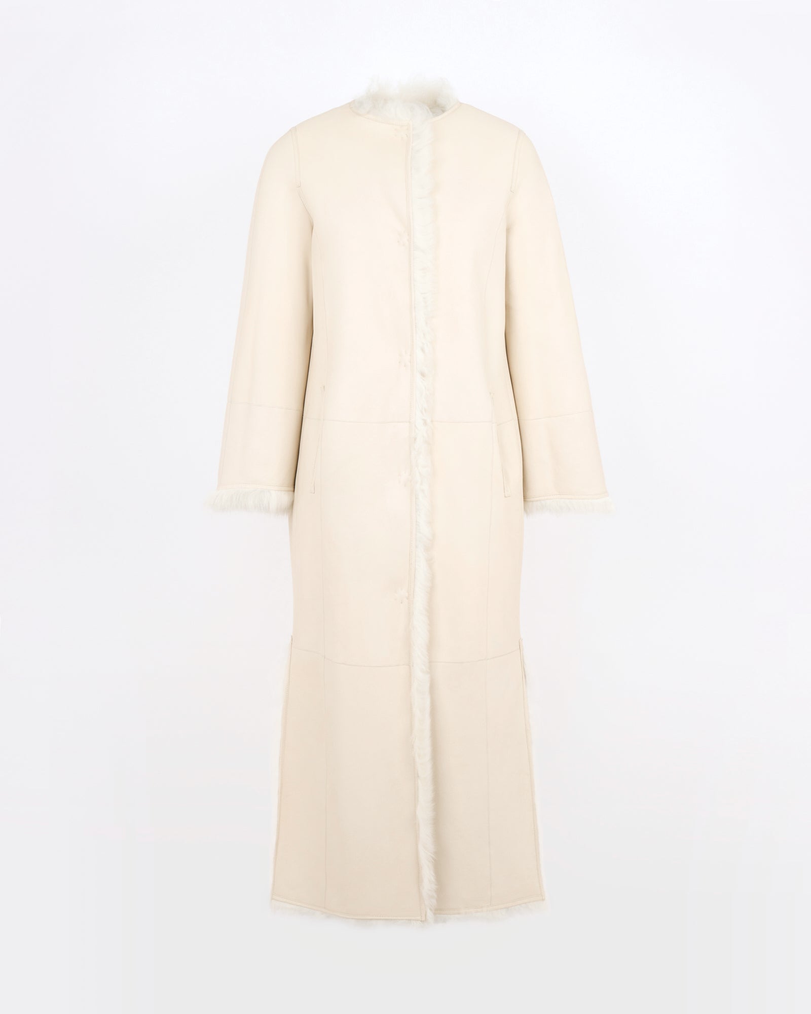 Manteau extra long en peau lainée d'agneau Toscane - Yves Salomon - Nouvelle collection Automne Hiver