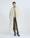 Manteau extra long en peau lainée d'agneau Toscane