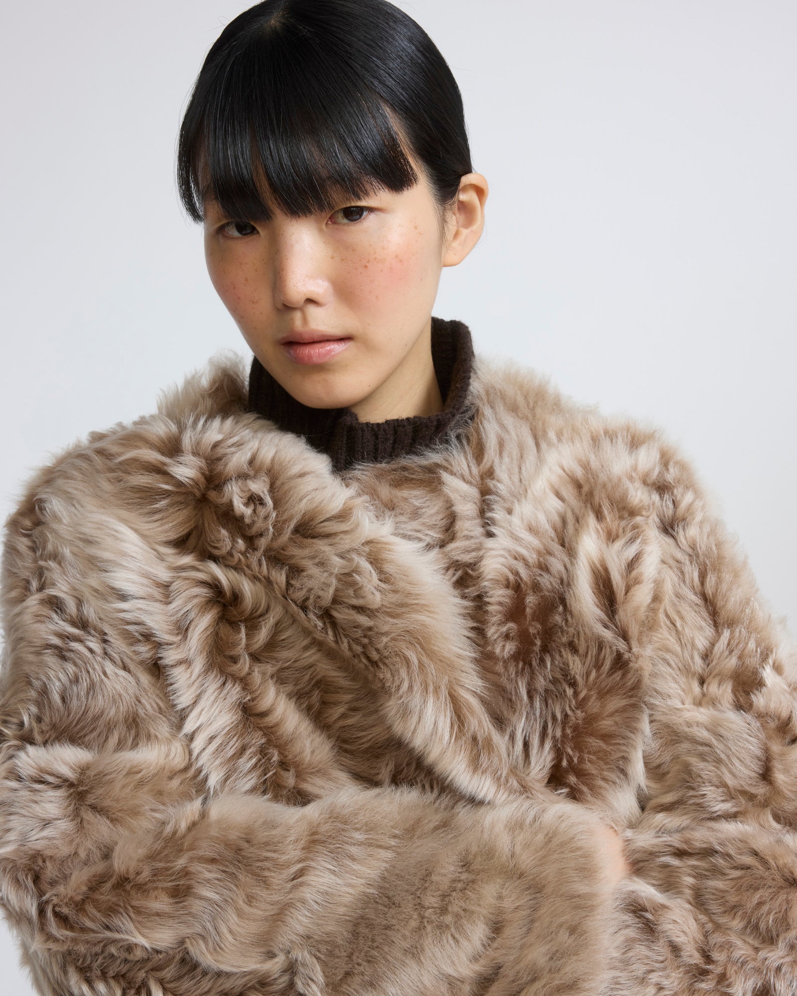 Extra Long Toscana Shearling Coat in Camel | Yves Salomon