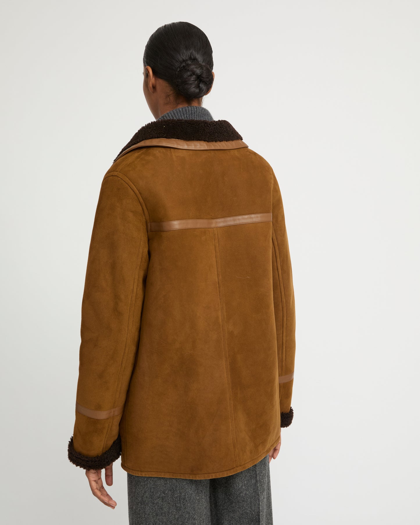Manteau canadienne en agneau Mérinos suède
