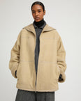 Short suede Merino lambskin coat